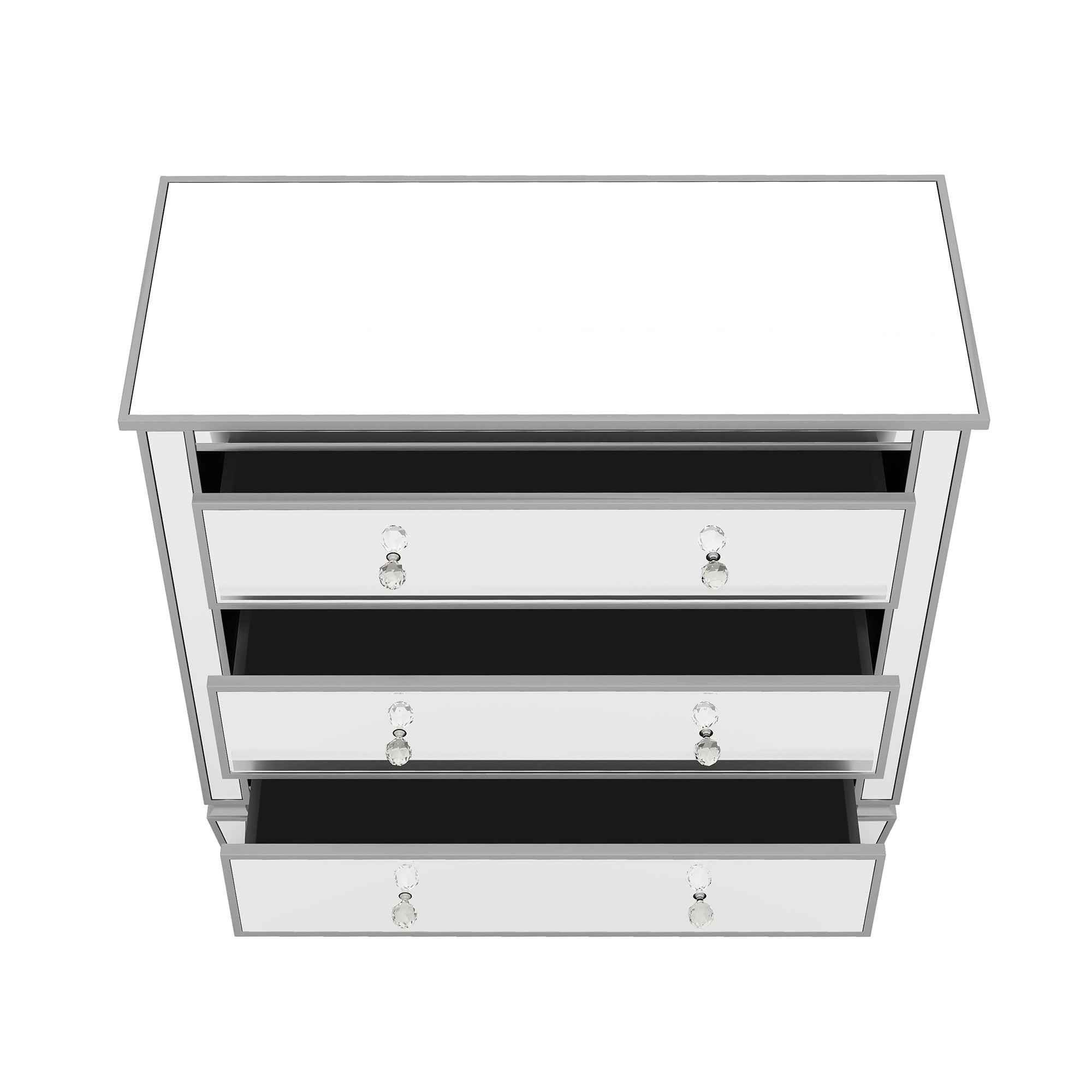 3-Drawer Glass Chest in Silver
