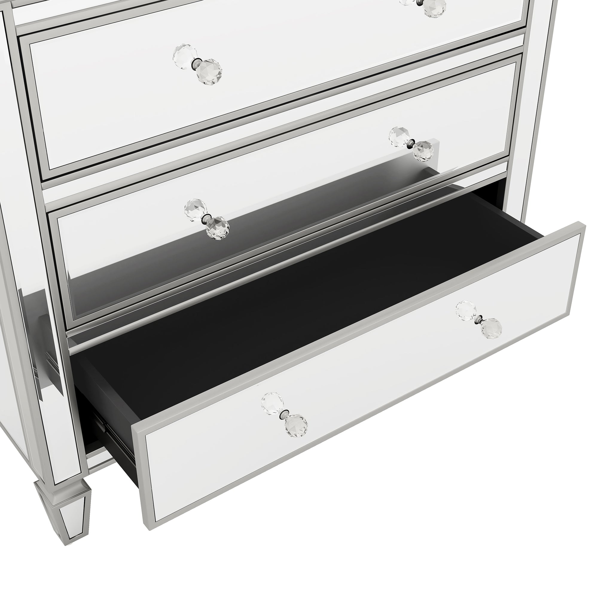 3-Drawer Glass Chest in Silver