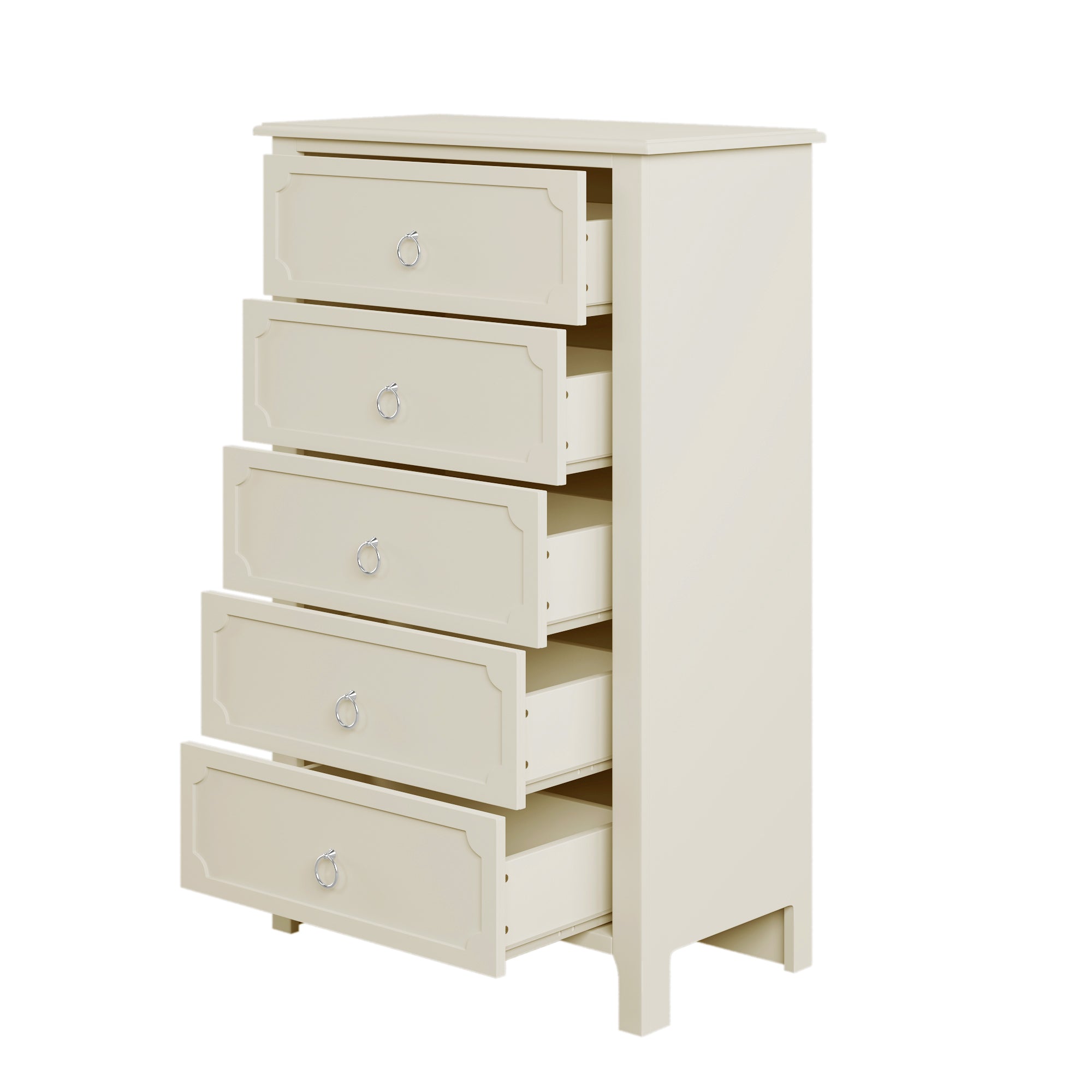 32" W 5-Drawer Solid Wood and MDF Chest in White