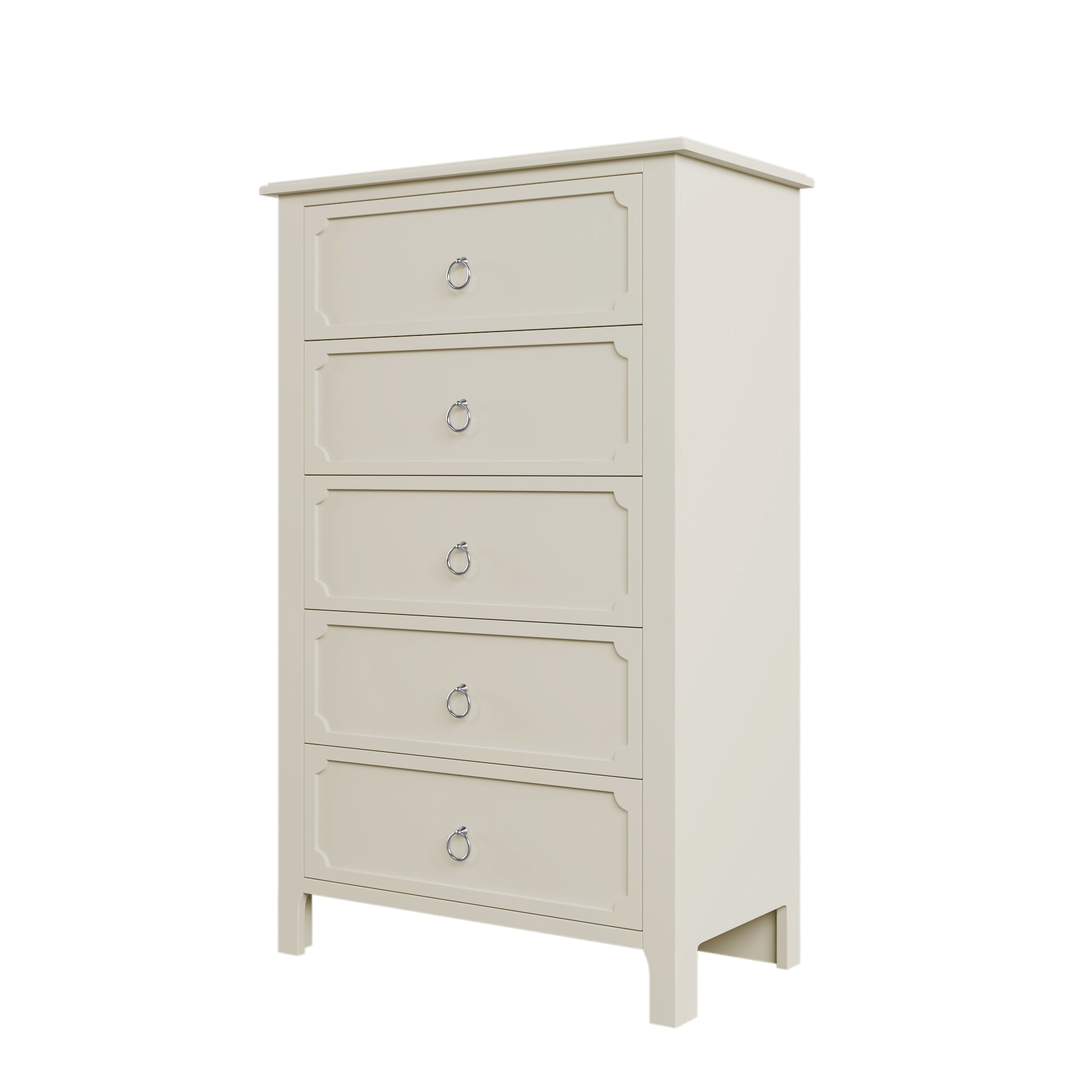 32" W 5-Drawer Solid Wood and MDF Chest in White