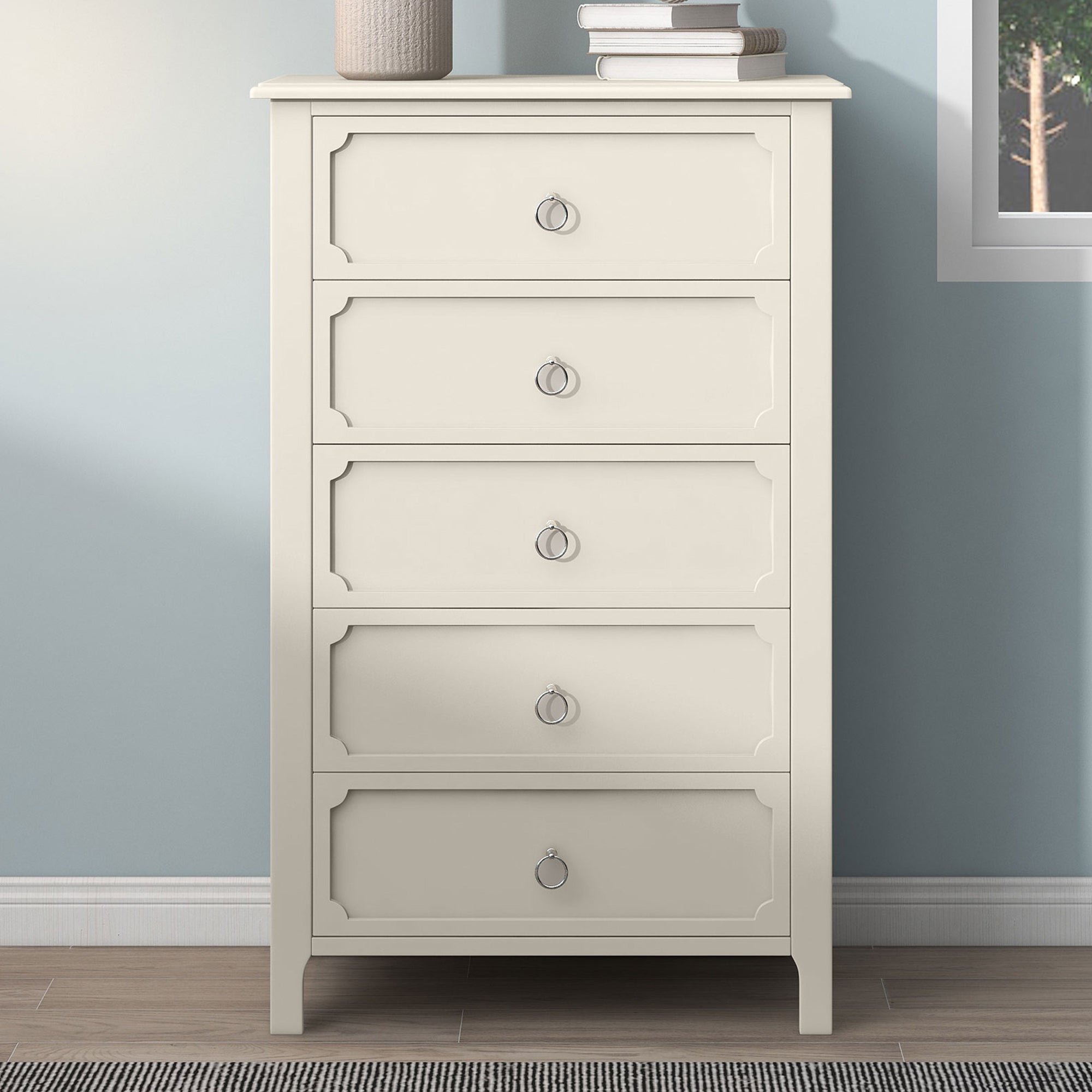 32" W 5-Drawer Solid Wood and MDF Chest in White