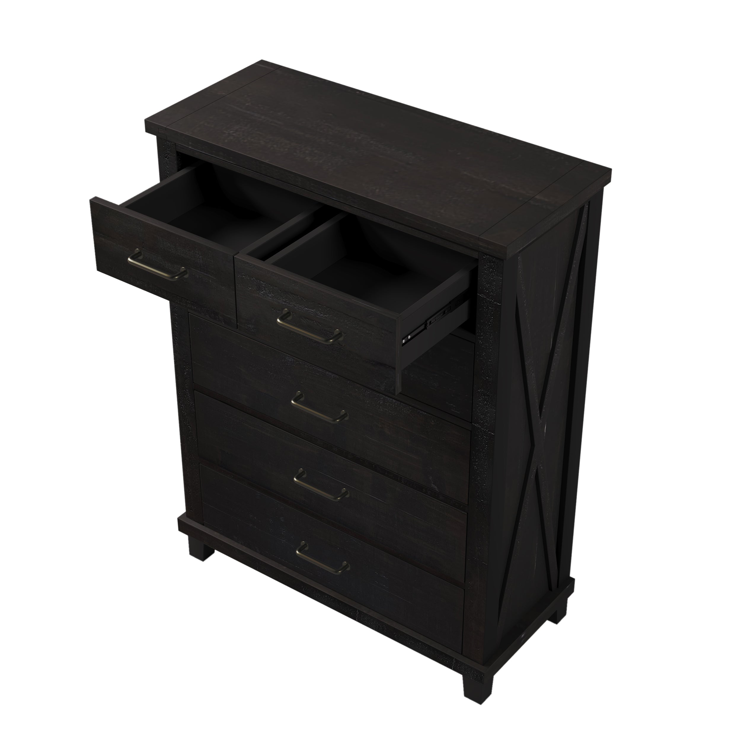 38" W 6-Drawer Solid Wood and MDF Chest in Coffee
