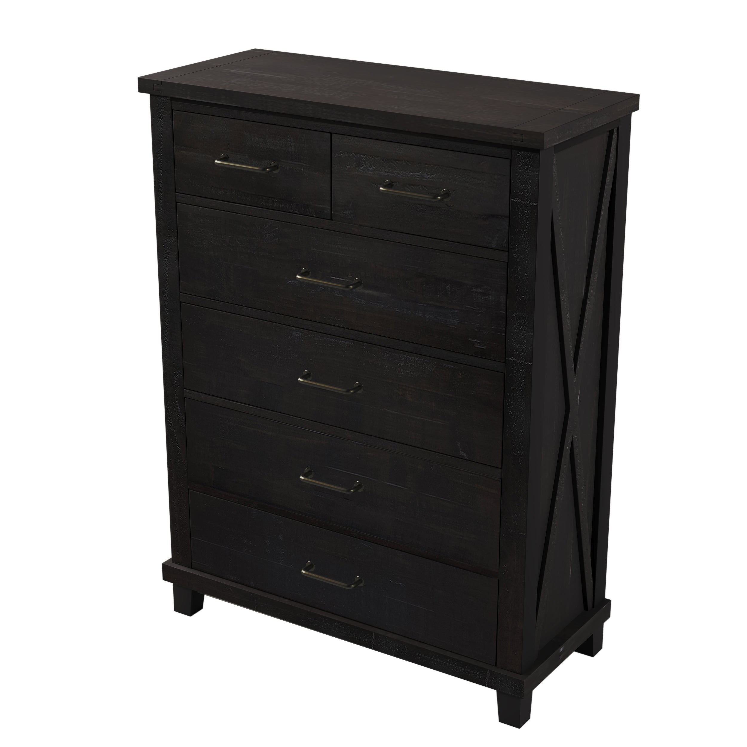 38" W 6-Drawer Solid Wood and MDF Chest in Coffee