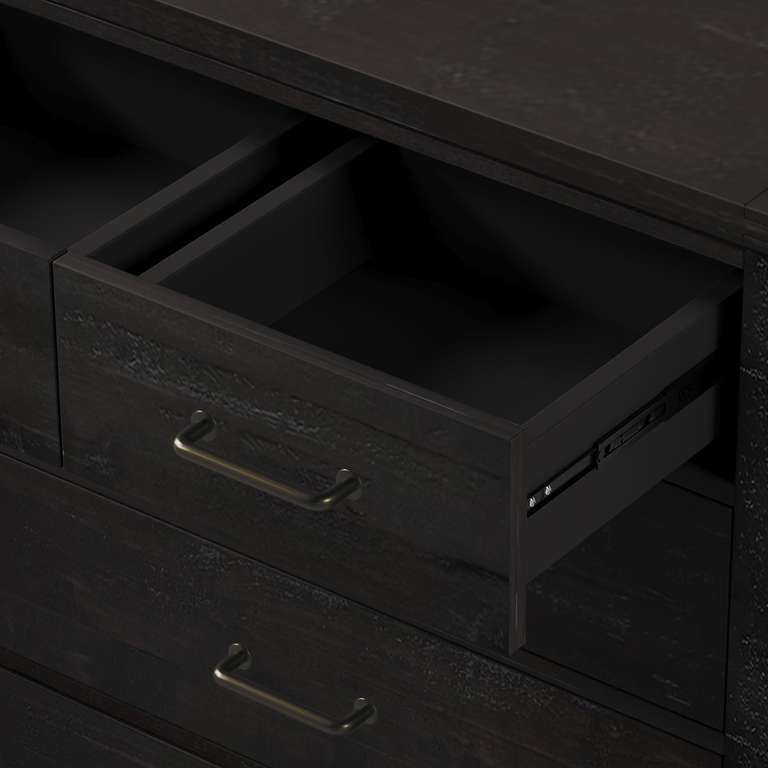 38" W 6-Drawer Solid Wood and MDF Chest in Coffee