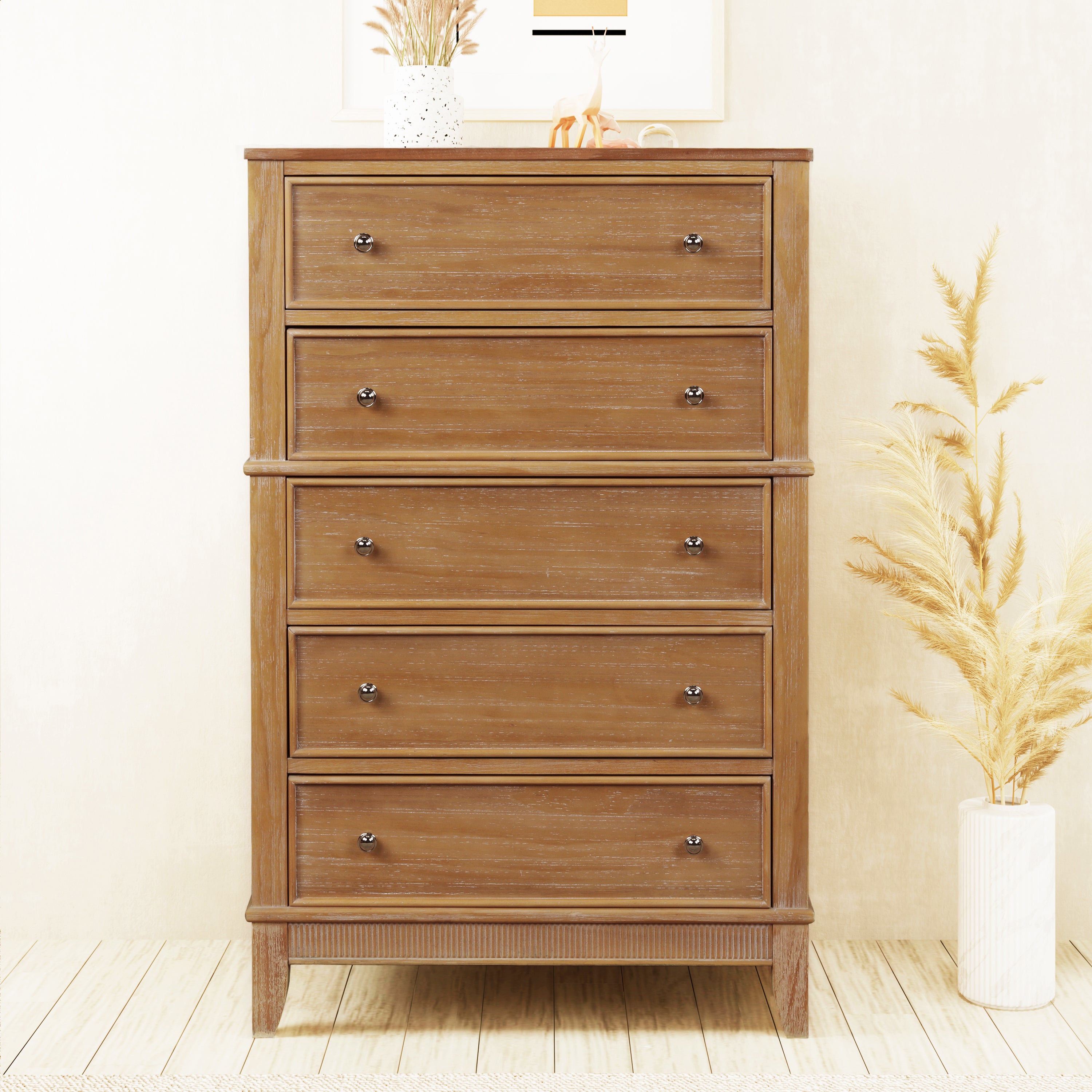 5-Drawer Solid Wood Chest in Natural