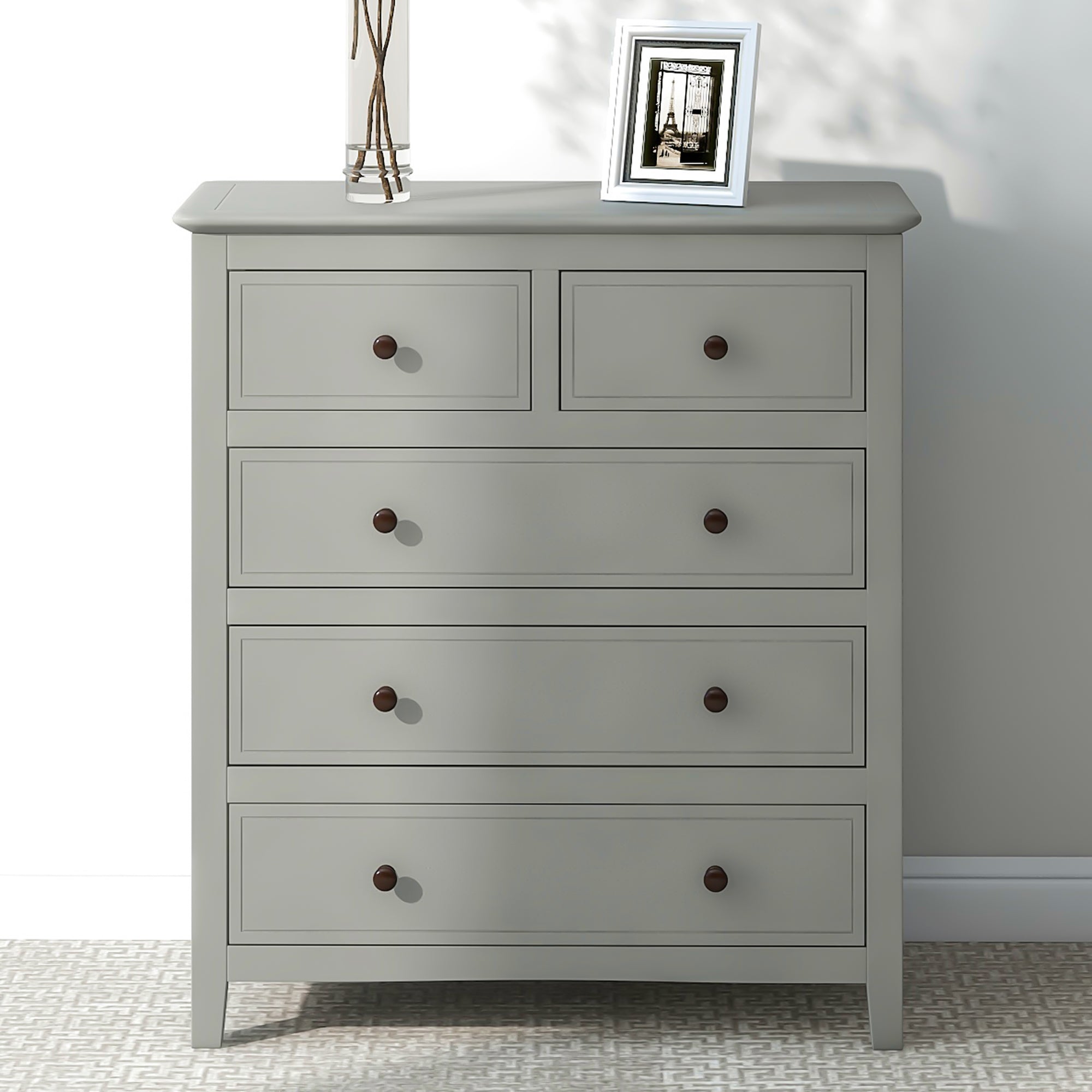 32.6"L 5-Drawer Solid Wood Chest