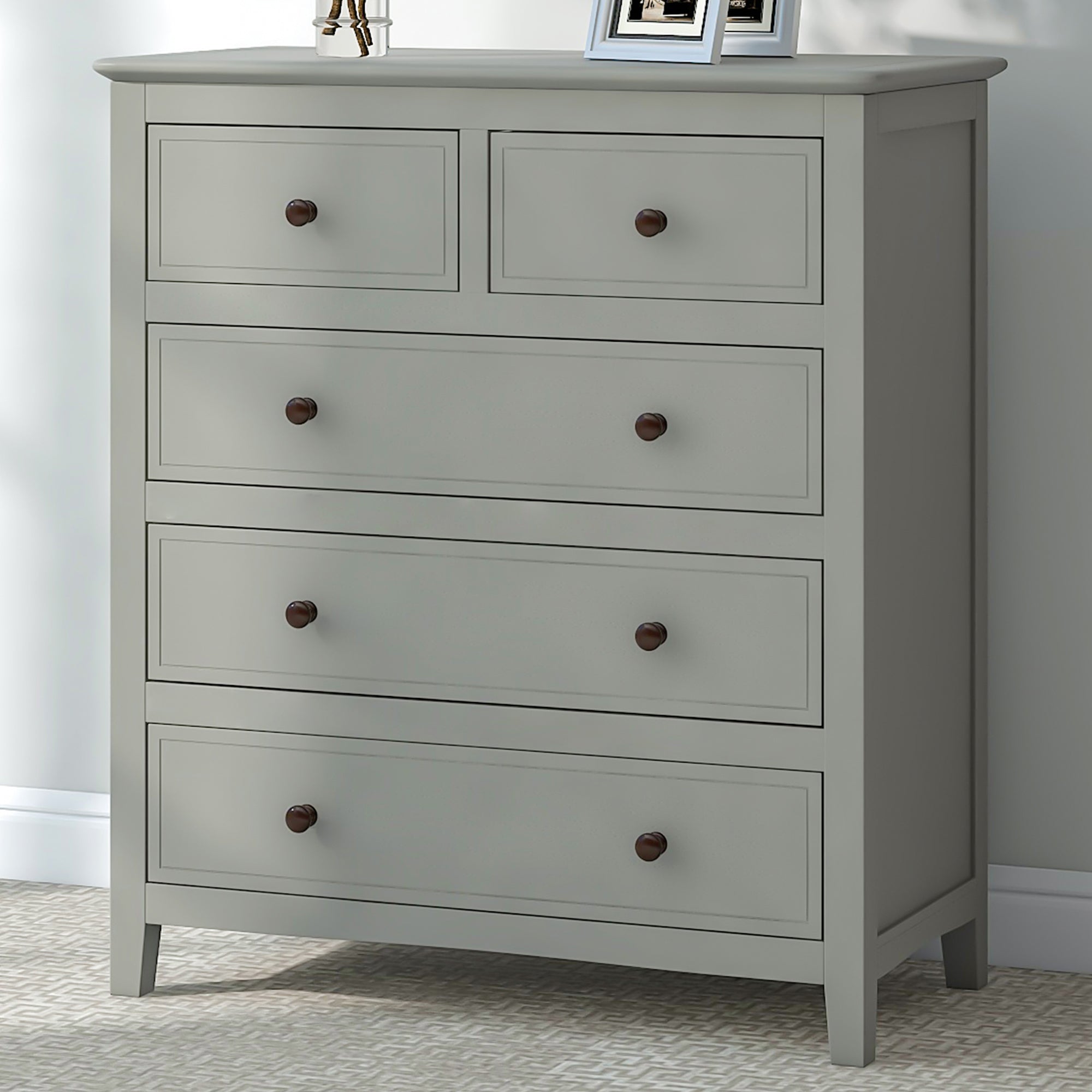 32.6"L 5-Drawer Solid Wood Chest