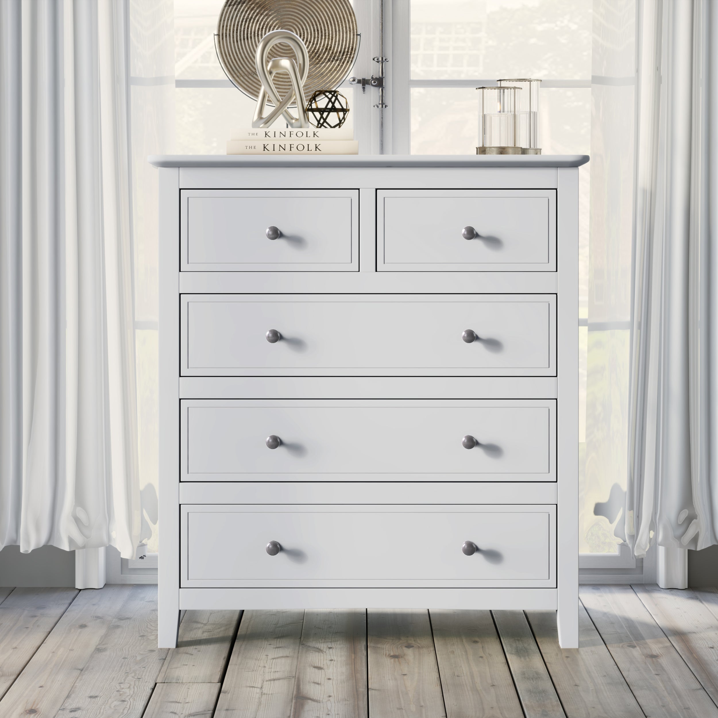 32.6"L 5-Drawer Solid Wood Chest