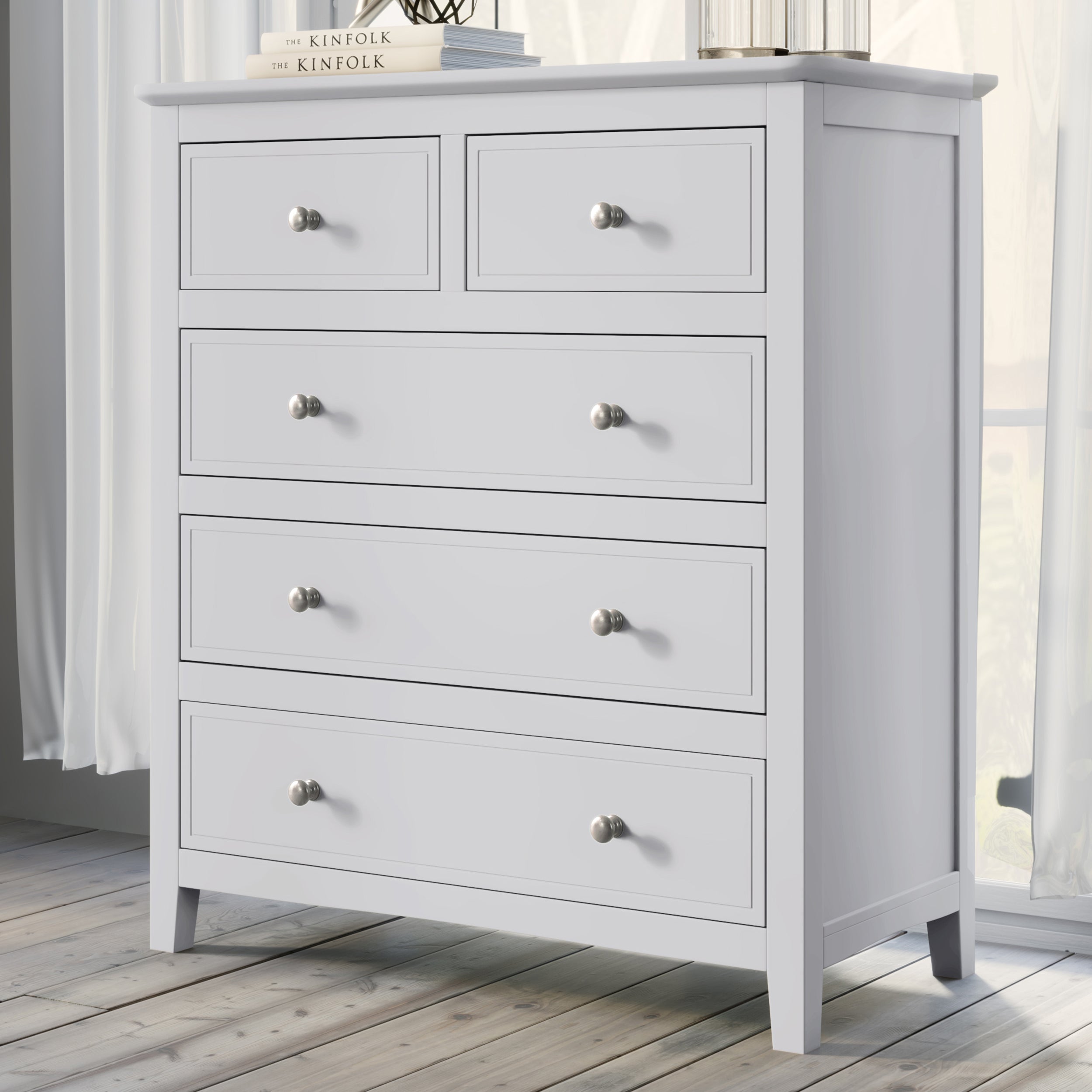 32.6"L 5-Drawer Solid Wood Chest