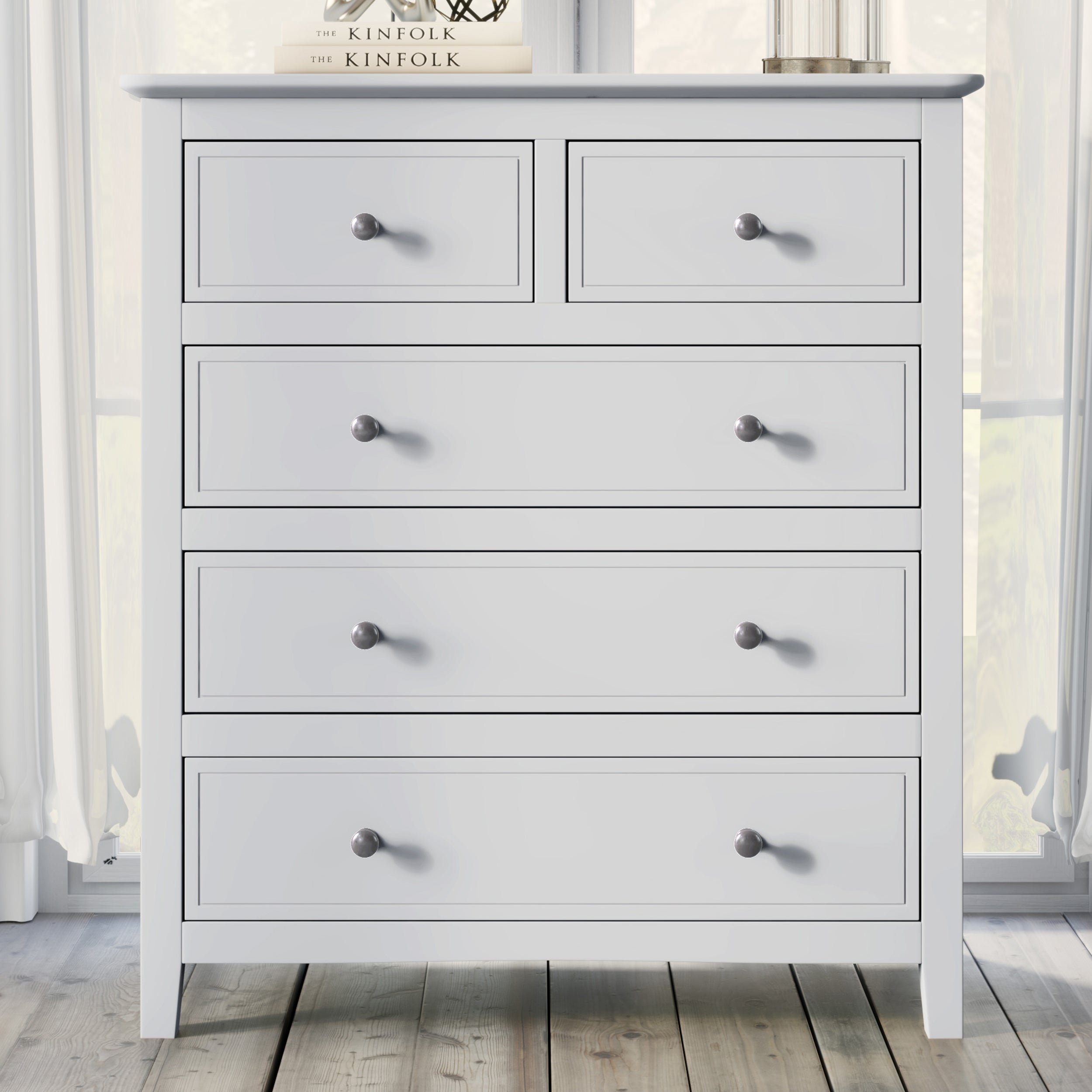 32.6"L 5-Drawer Solid Wood Chest