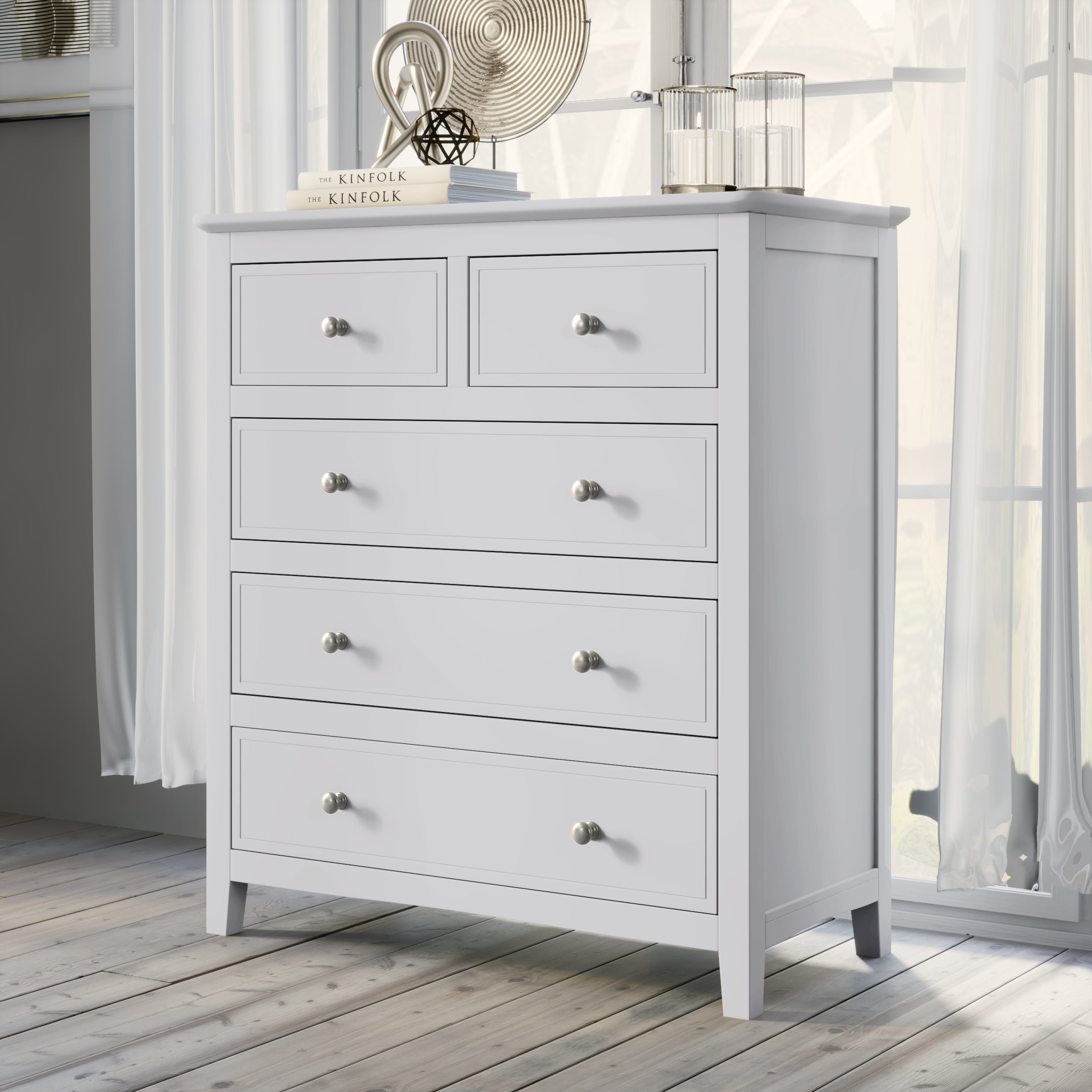 32.6"L 5-Drawer Solid Wood Chest