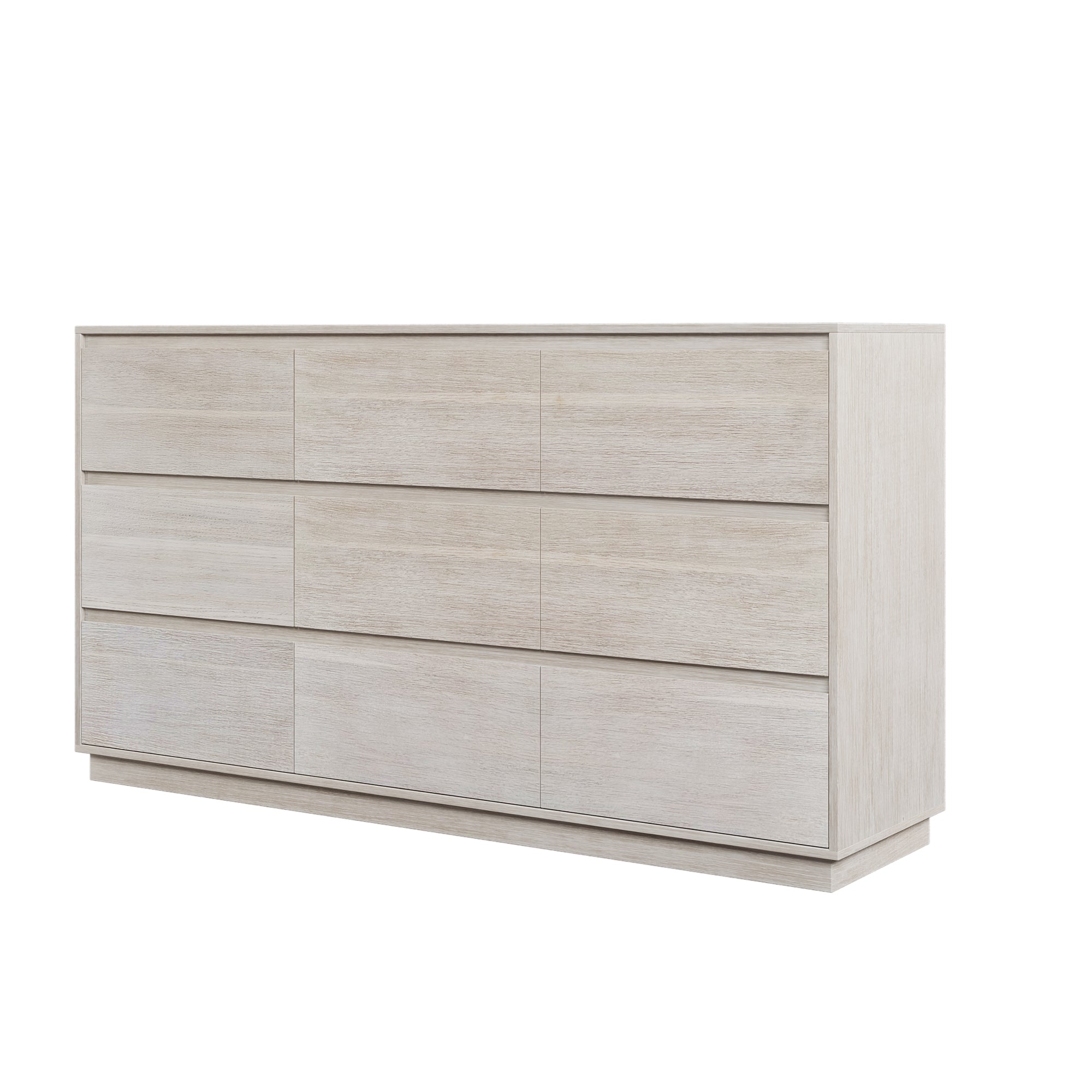 59" W 9-Drawer Solid Wood and MDF Dresser in Stone White