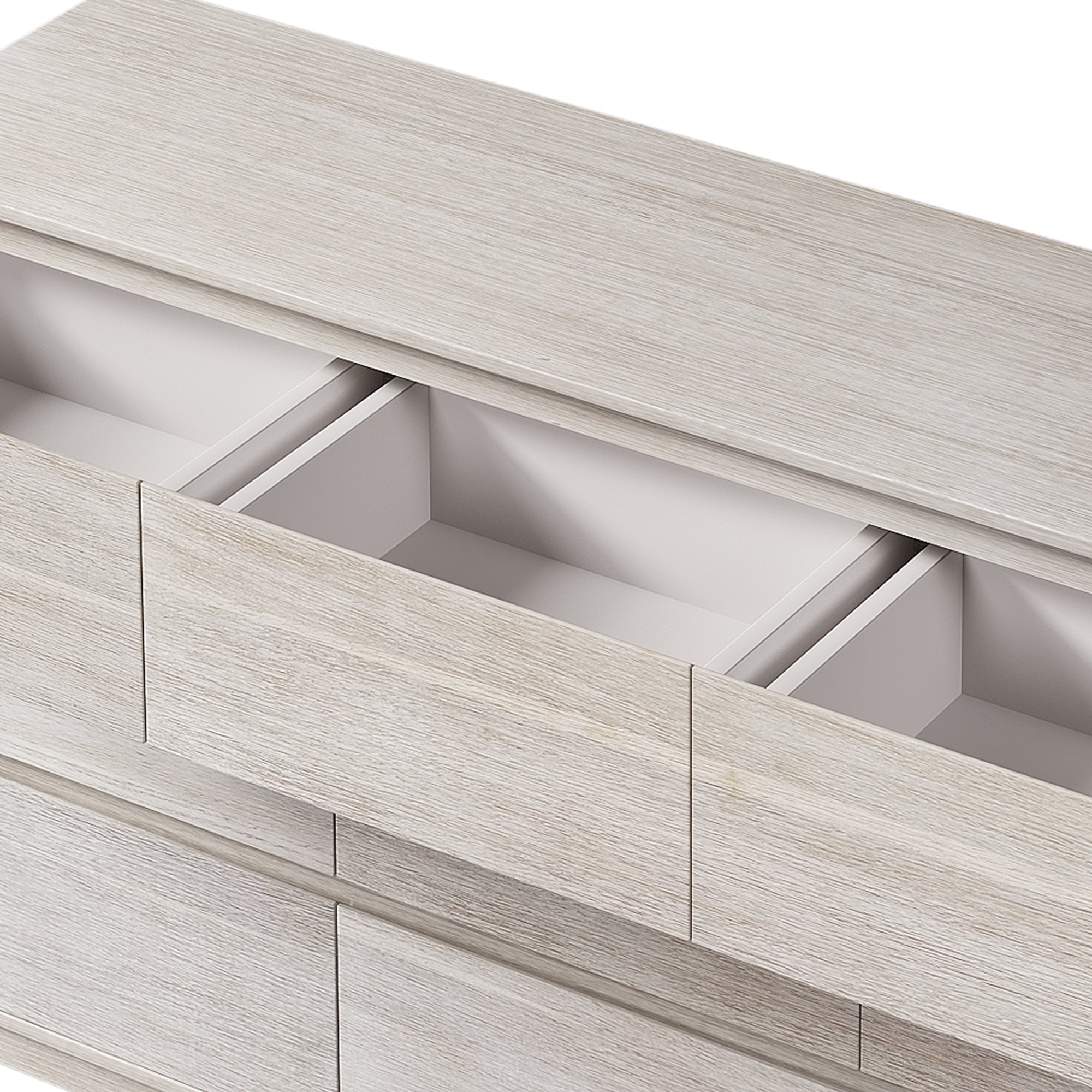 59" W 9-Drawer Solid Wood and MDF Dresser in Stone White