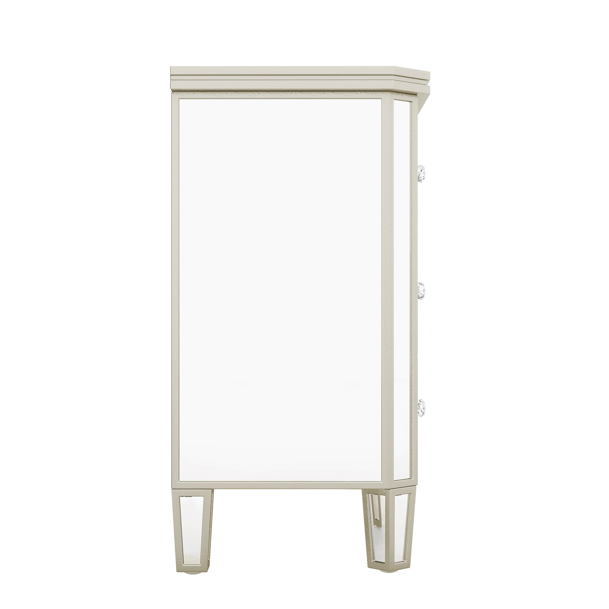 47.24 in. W 6-Drawer Glass Dresser in Silver