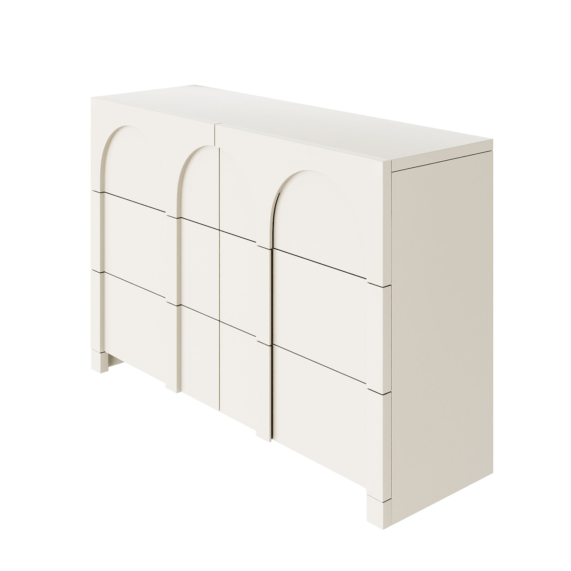 48" W 6-Drawer Solid Wood and MDF Dresser in White