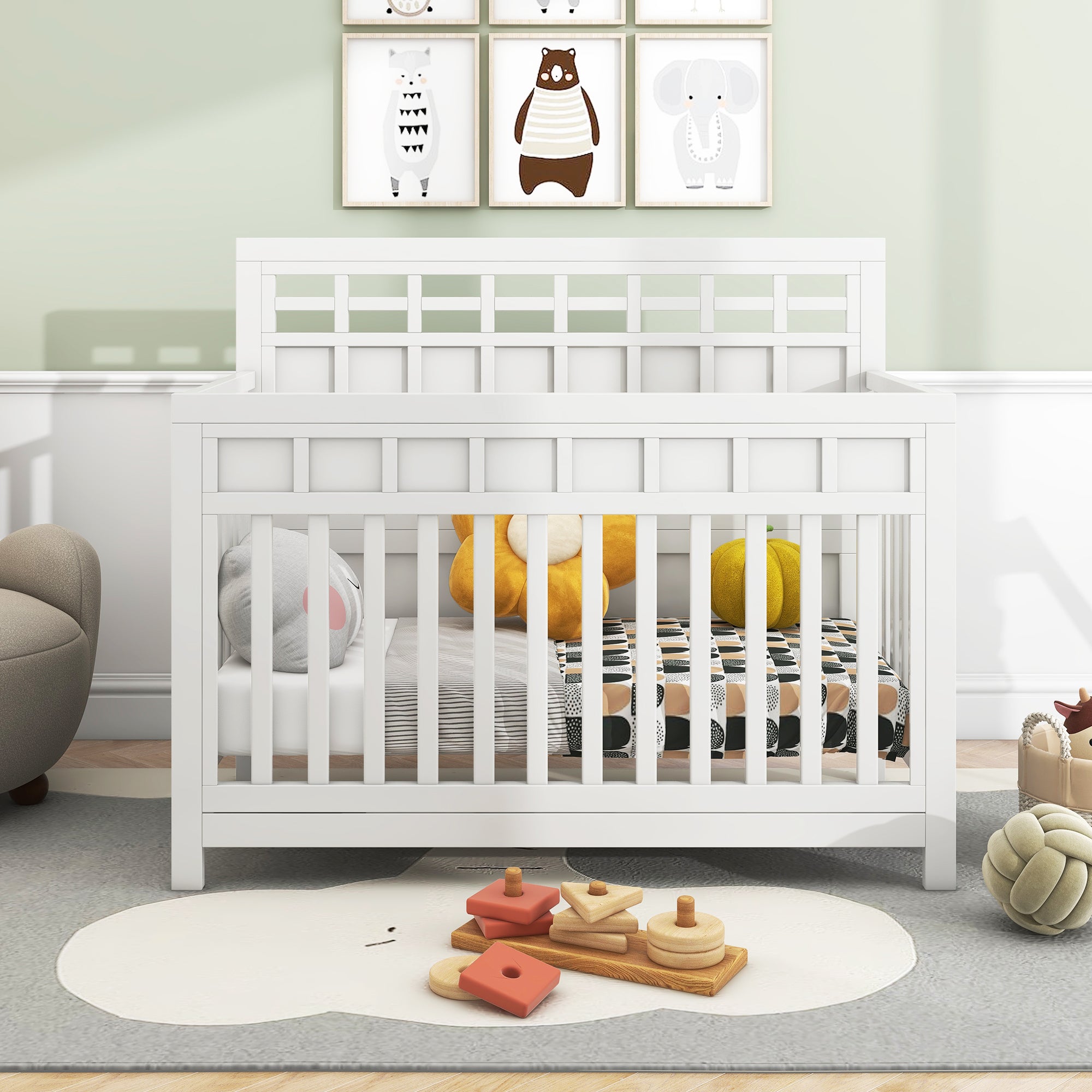 54 inch Pine Solid Wood Certified Baby Safe Crib