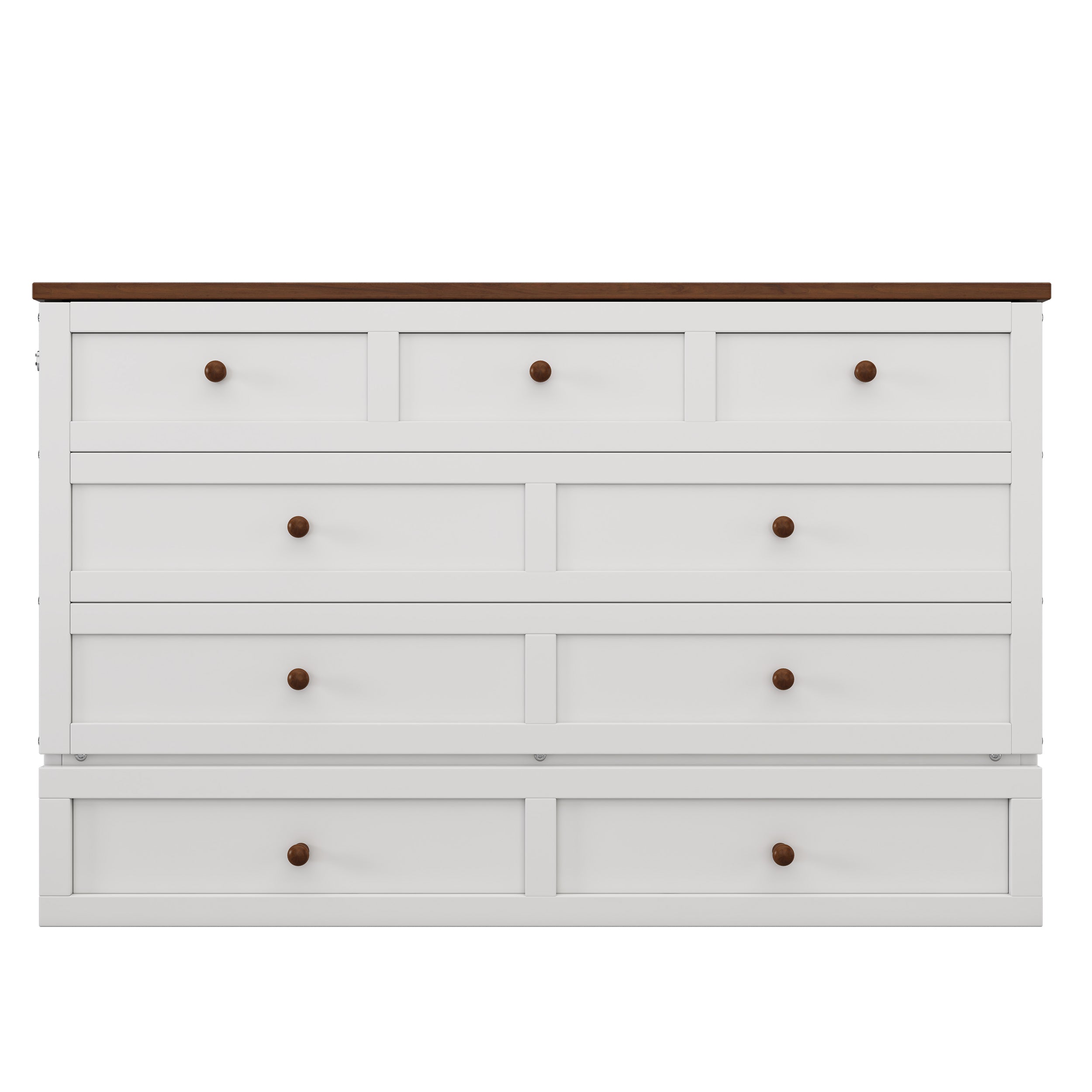 Solid Pine Murphy Bed Chest with Charging Station and Large Storage Drawer