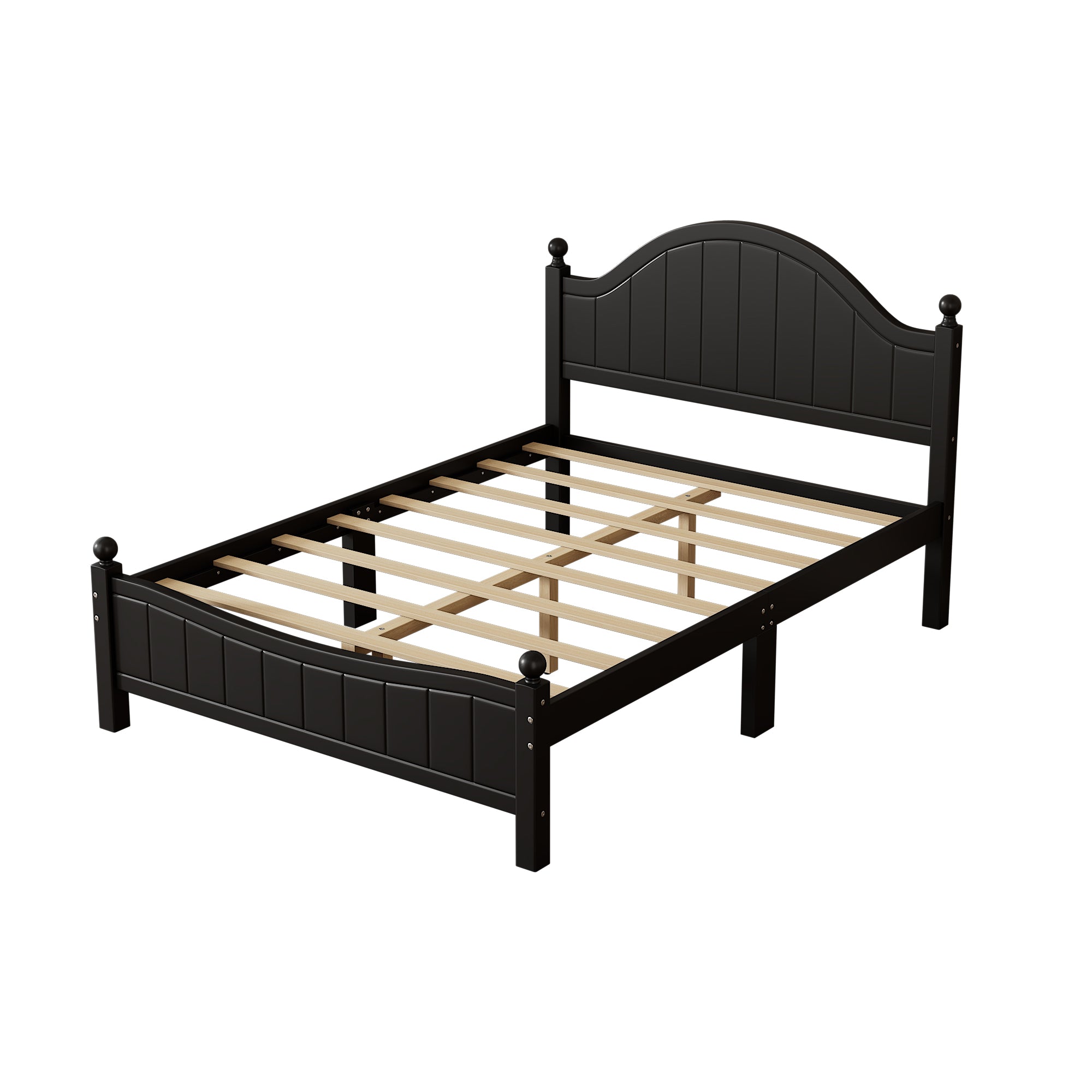 Traditional Concise Style Full Wood Platform Bed