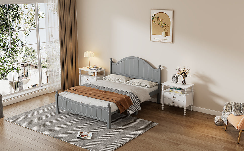Traditional Concise Style Full Wood Platform Bed