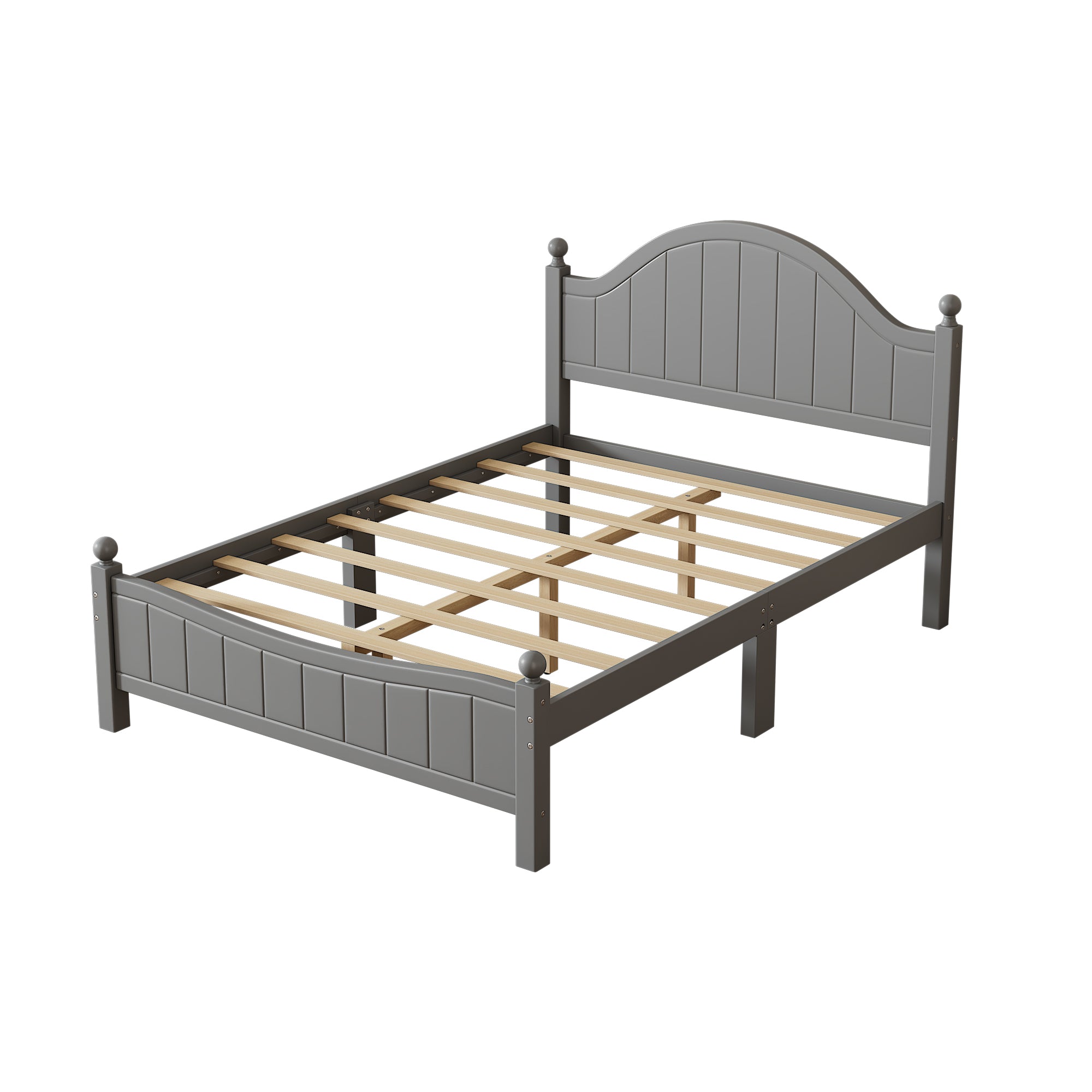 Traditional Concise Style Full Wood Platform Bed