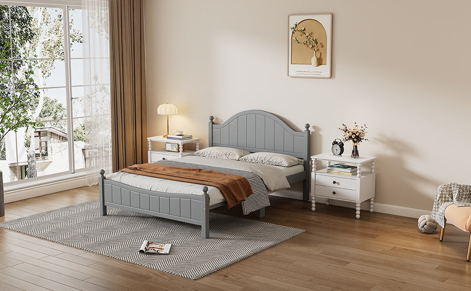 Traditional Concise Style Full Wood Platform Bed