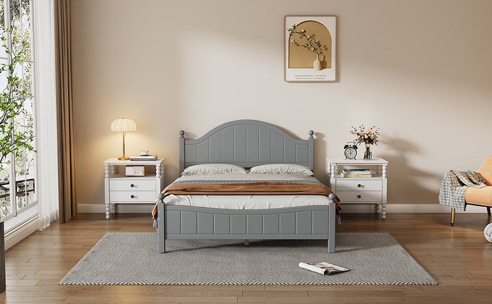 Traditional Concise Style Full Wood Platform Bed