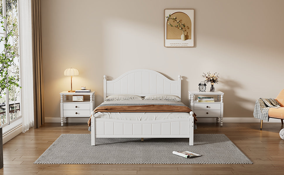 Traditional Concise Style Full Wood Platform Bed