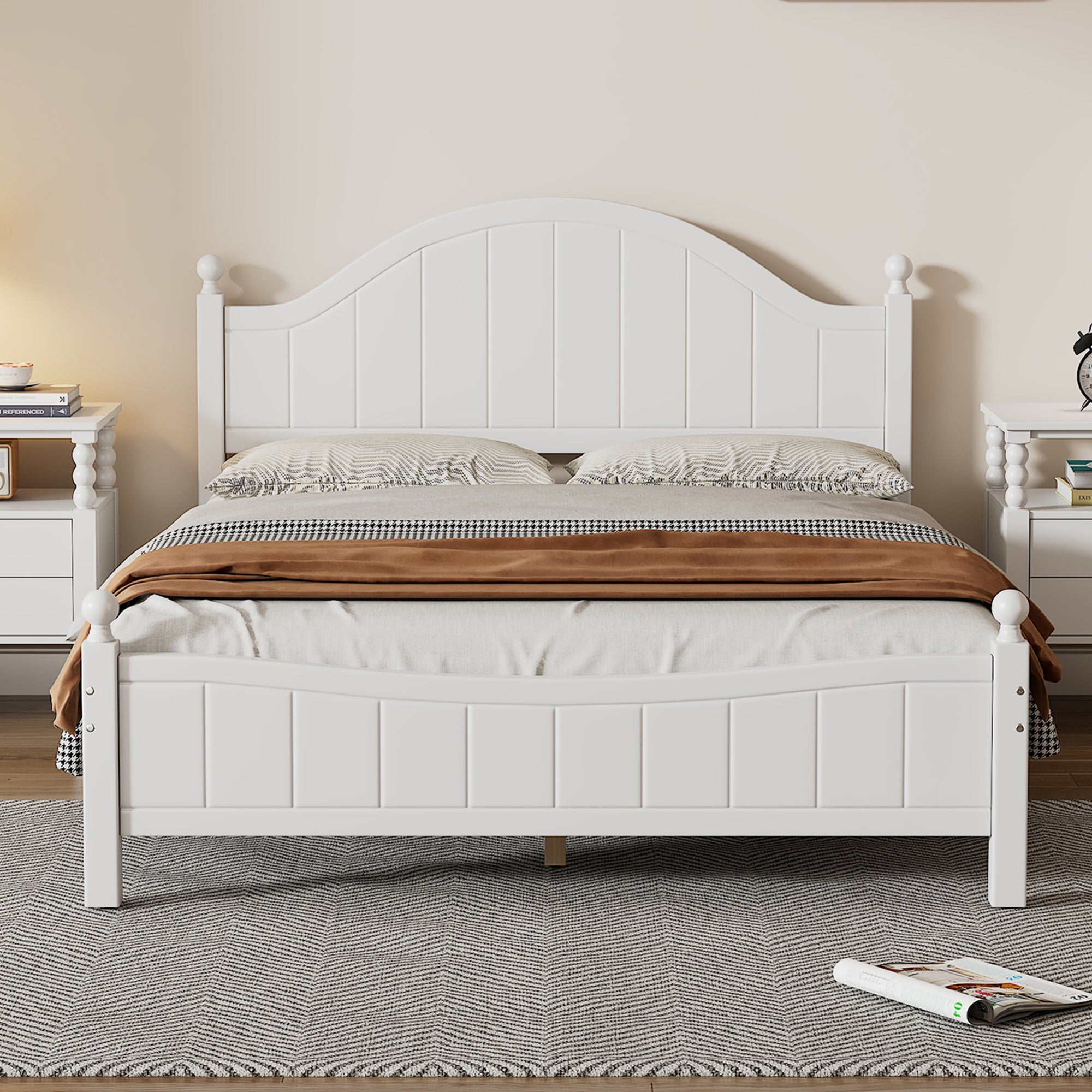 Traditional Concise Style Full Wood Platform Bed