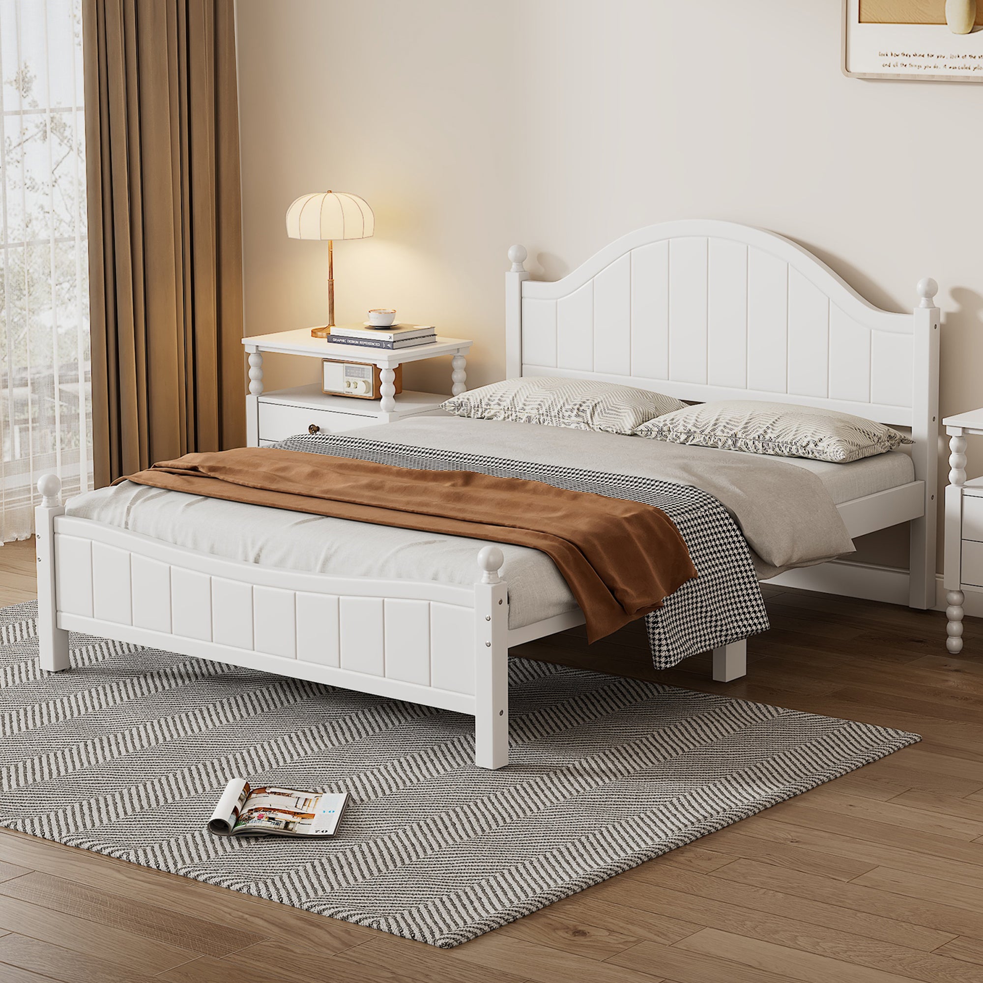 Traditional Concise Style Full Wood Platform Bed