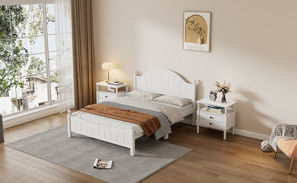 Traditional Concise Style Full Wood Platform Bed