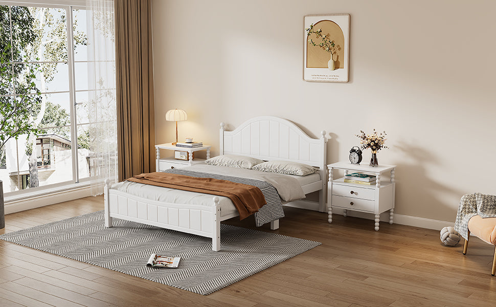Traditional Concise Style Full Wood Platform Bed
