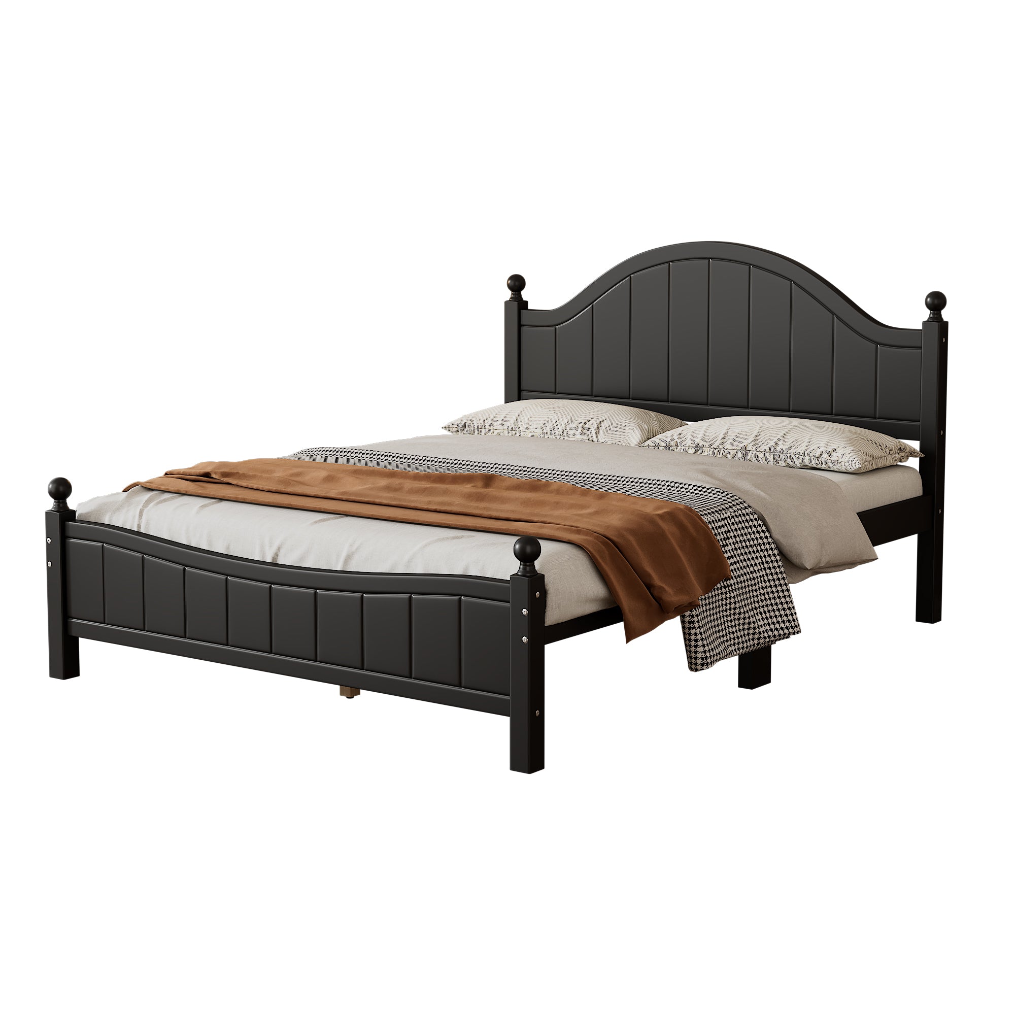 Traditional Concise Style Queen Wood Platform Bed