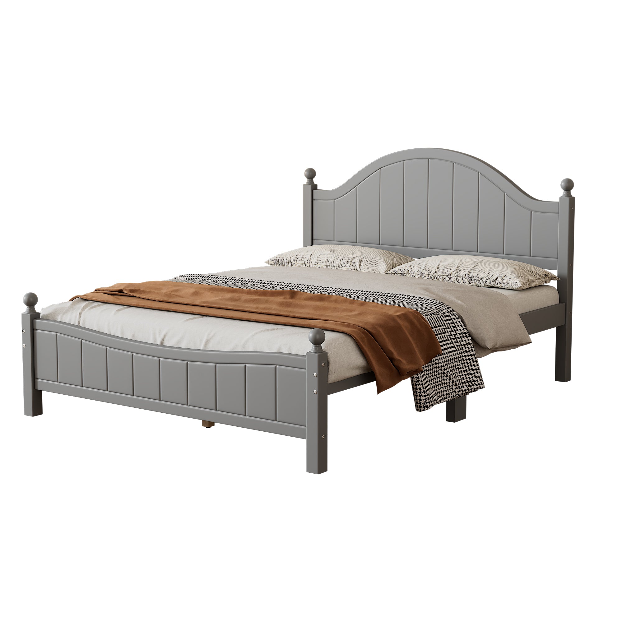 Traditional Concise Style Queen Wood Platform Bed