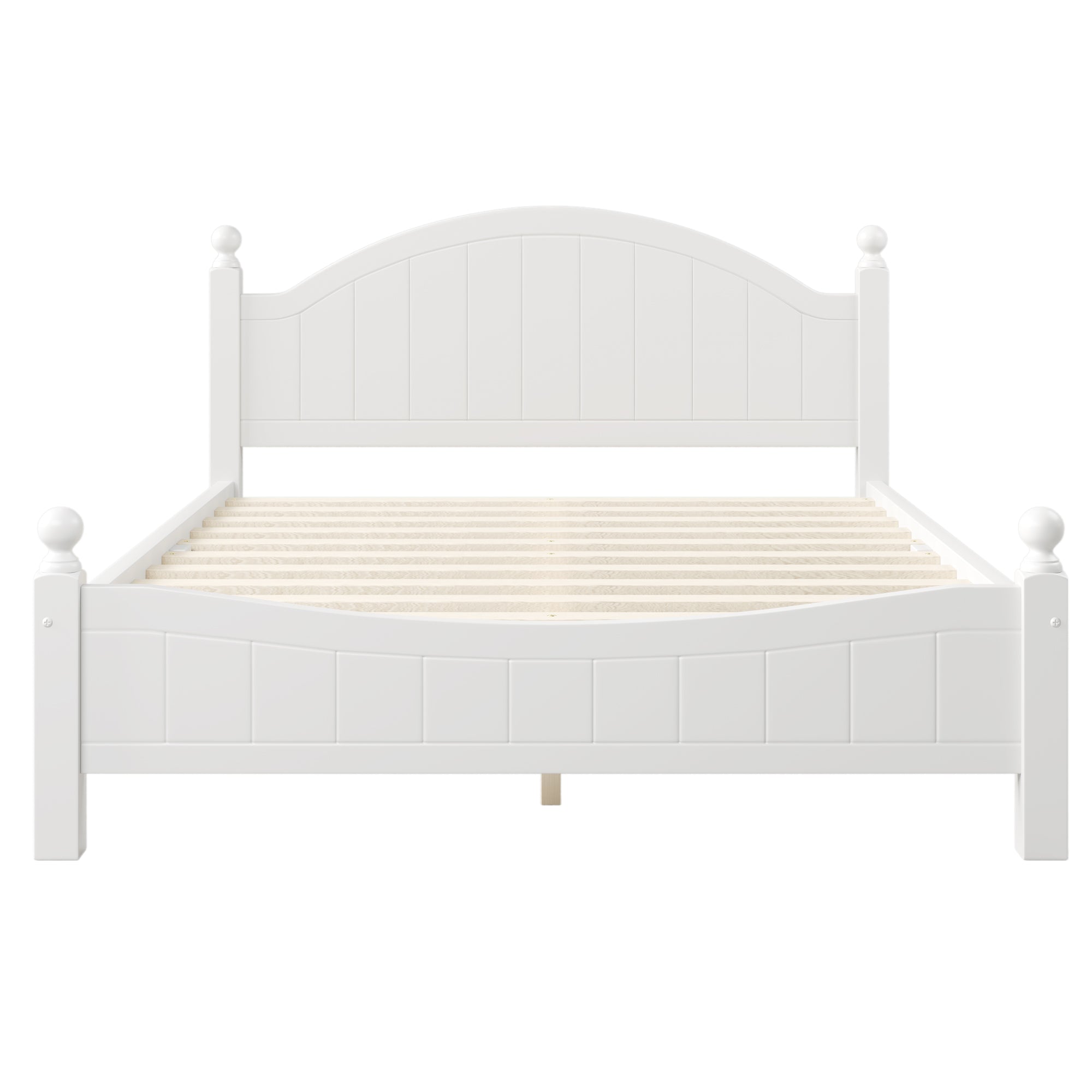 Traditional Concise Style Queen Wood Platform Bed in White