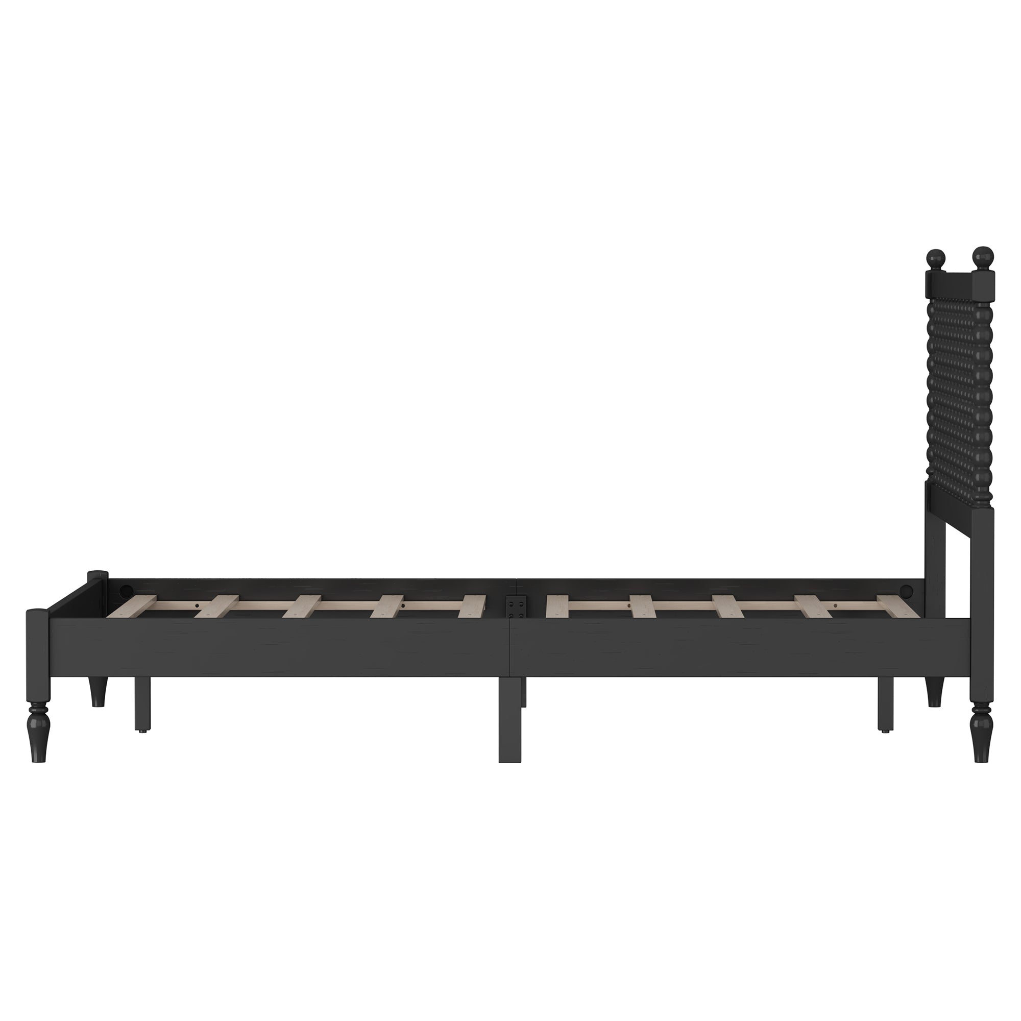 Queen Size Wood Platform Bed with Gourd Shaped Headboard