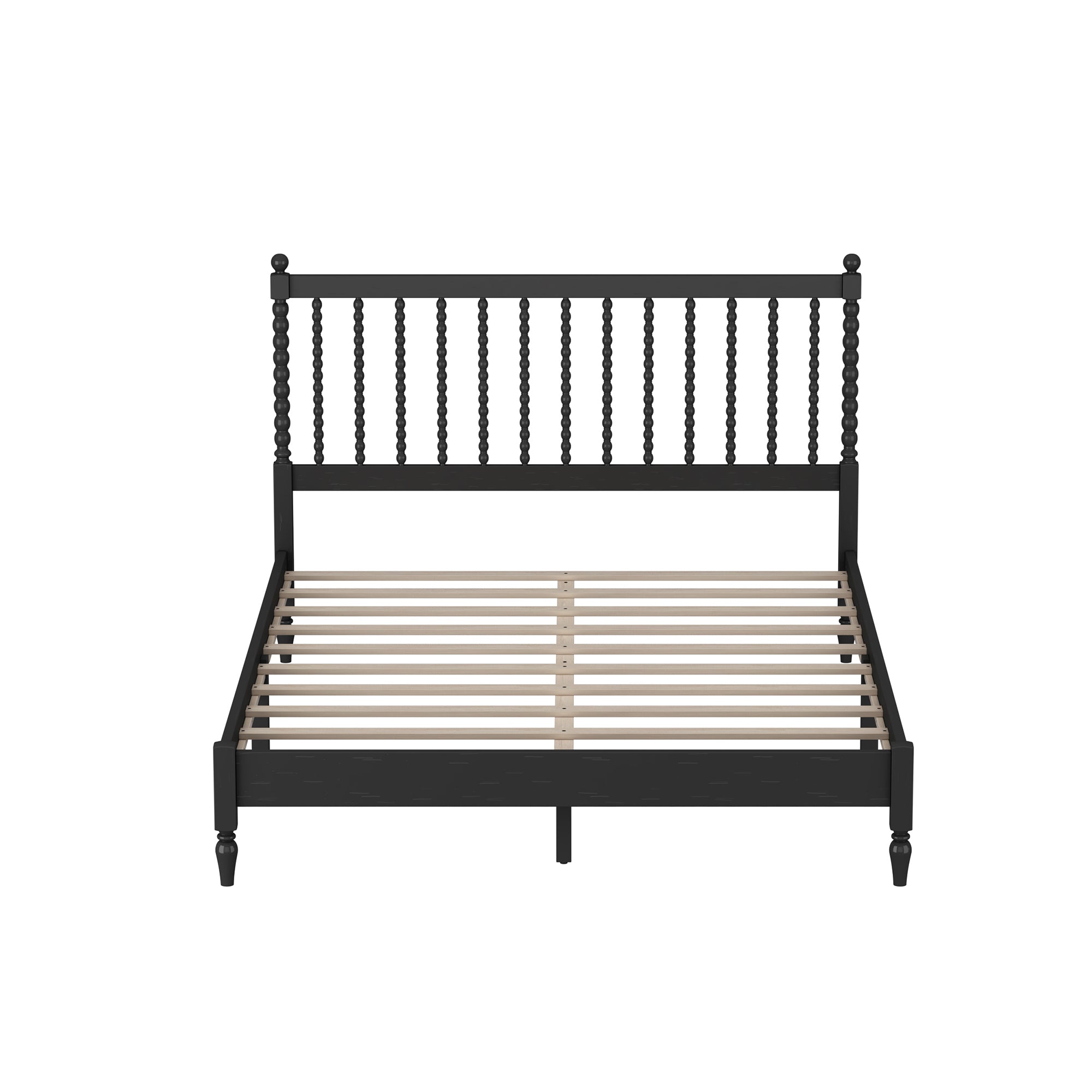 Queen Size Wood Platform Bed with Gourd Shaped Headboard