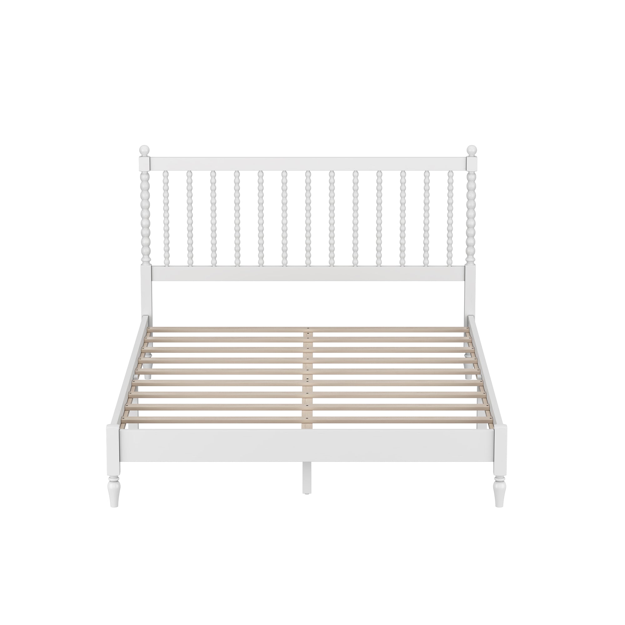 Queen Size Wood Platform Bed with Gourd Shaped Headboard