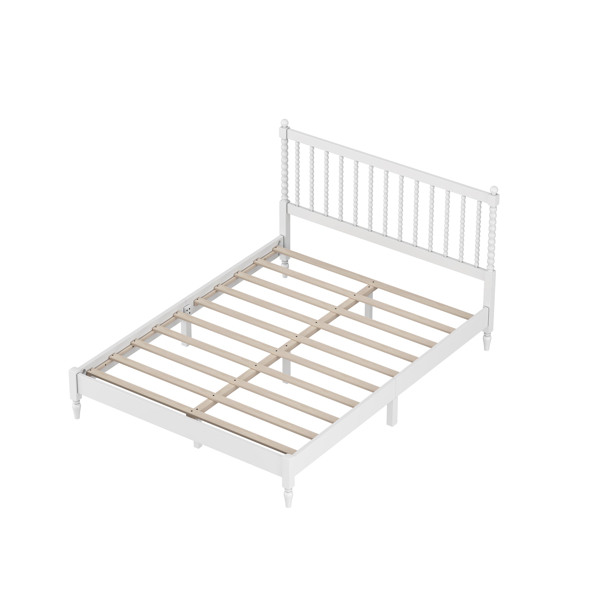 Queen Size Wood Platform Bed with Gourd Shaped Headboard