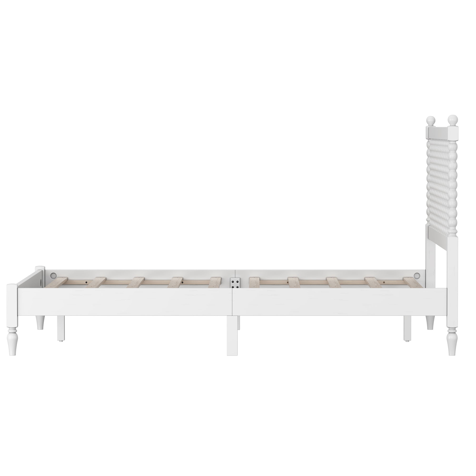 Queen Size Wood Platform Bed with Gourd Shaped Headboard