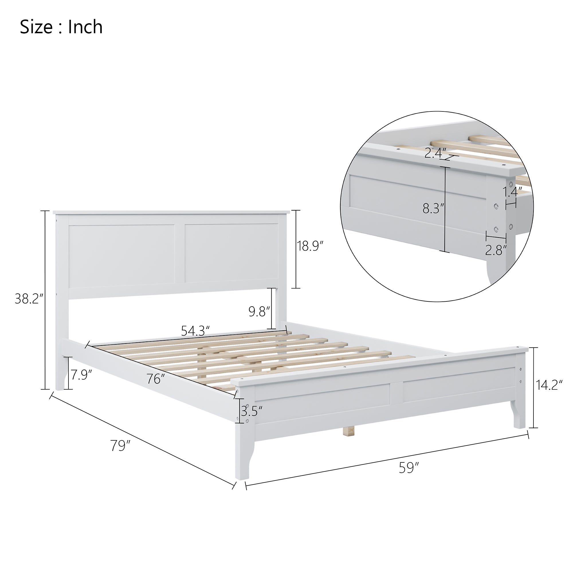 Queen/King/Twin Solid Wood Platform Bed