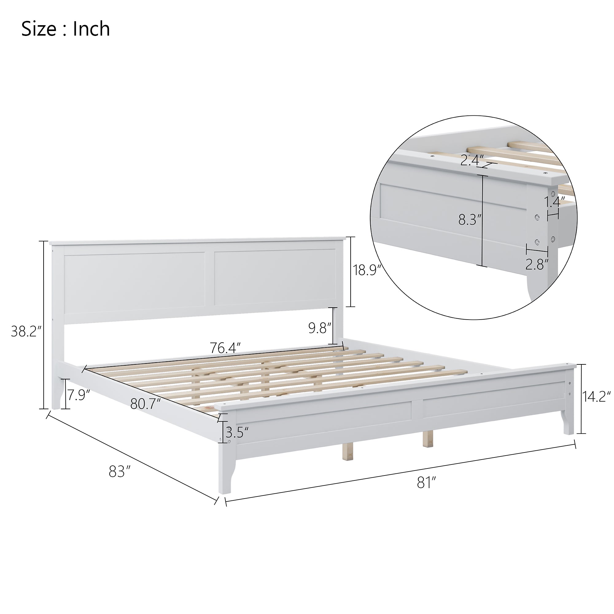Queen/King/Twin Solid Wood Platform Bed
