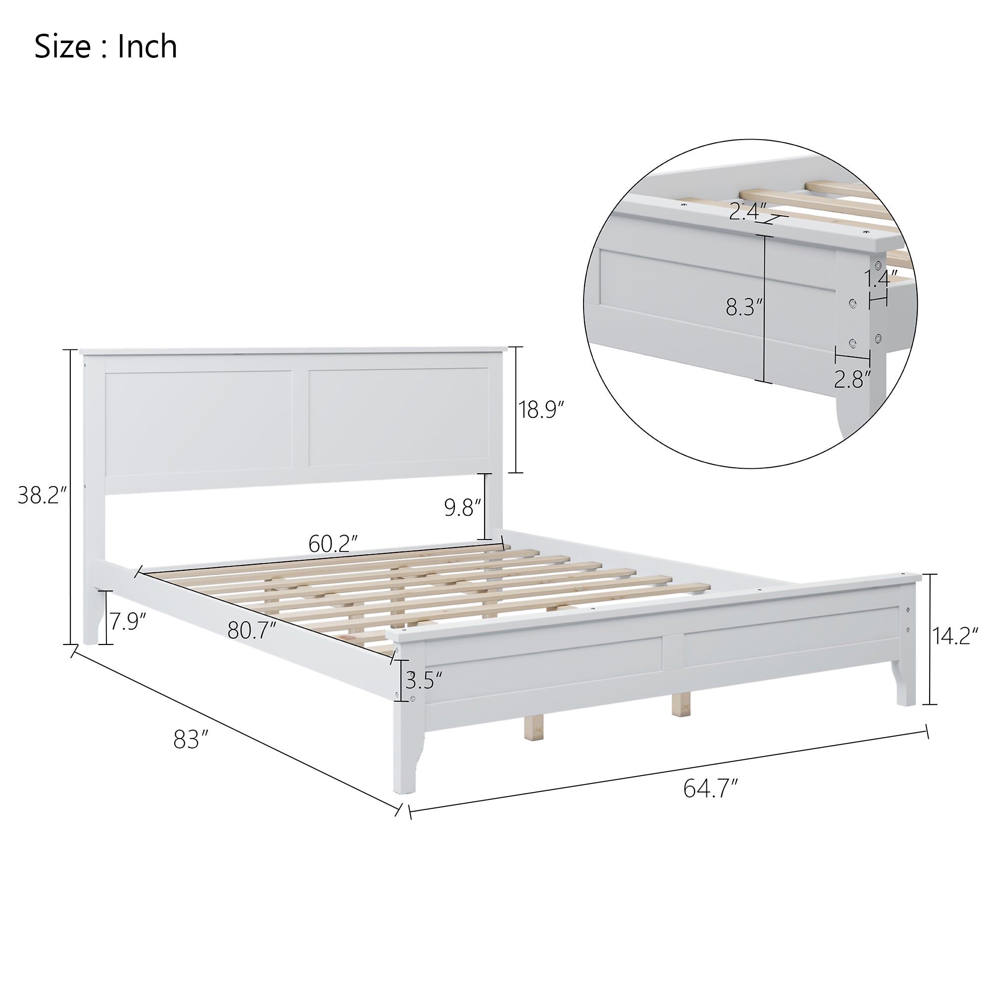 Queen/King/Twin Solid Wood Platform Bed