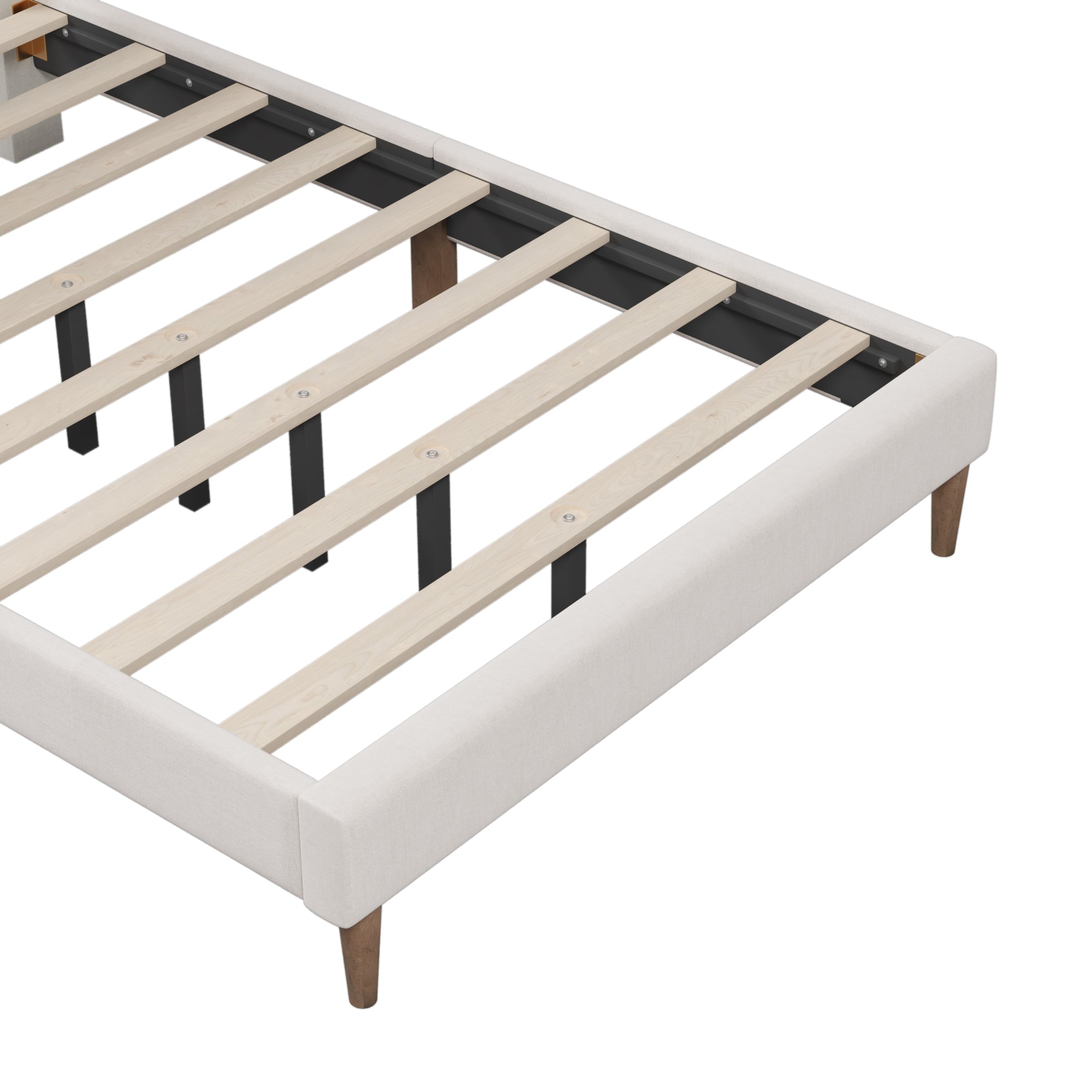 Upholstered Platform Bed Frame with Vertical Channel Tufted Headboard