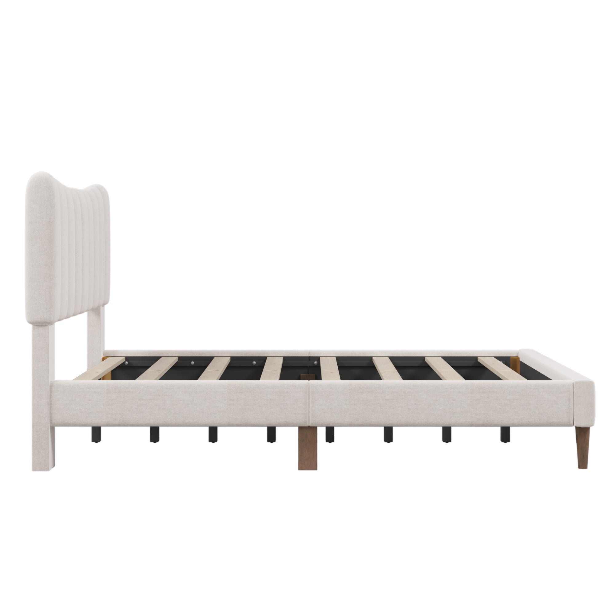 Upholstered Platform Bed Frame with Vertical Channel Tufted Headboard