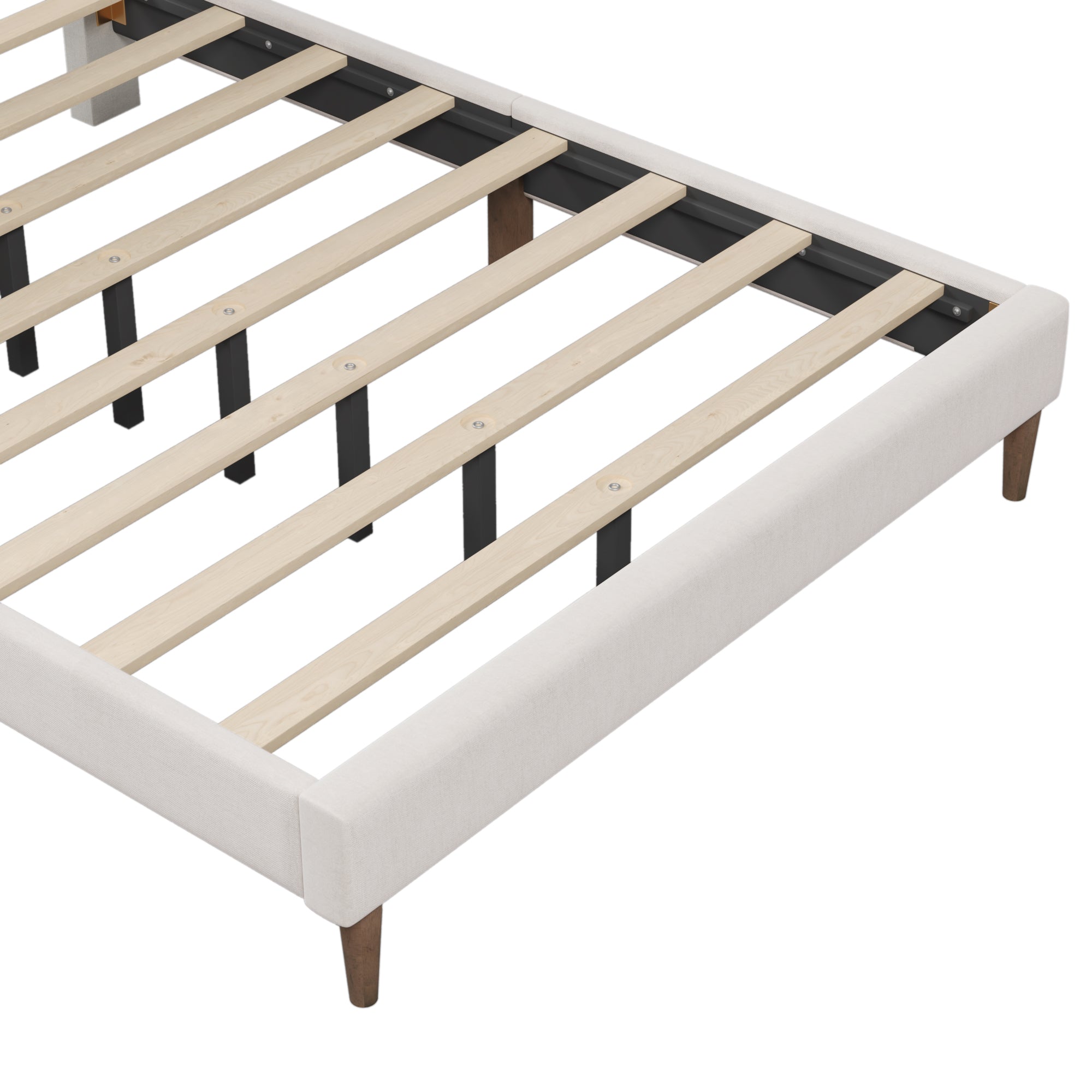 Upholstered Platform Bed Frame with Vertical Channel Tufted Headboard