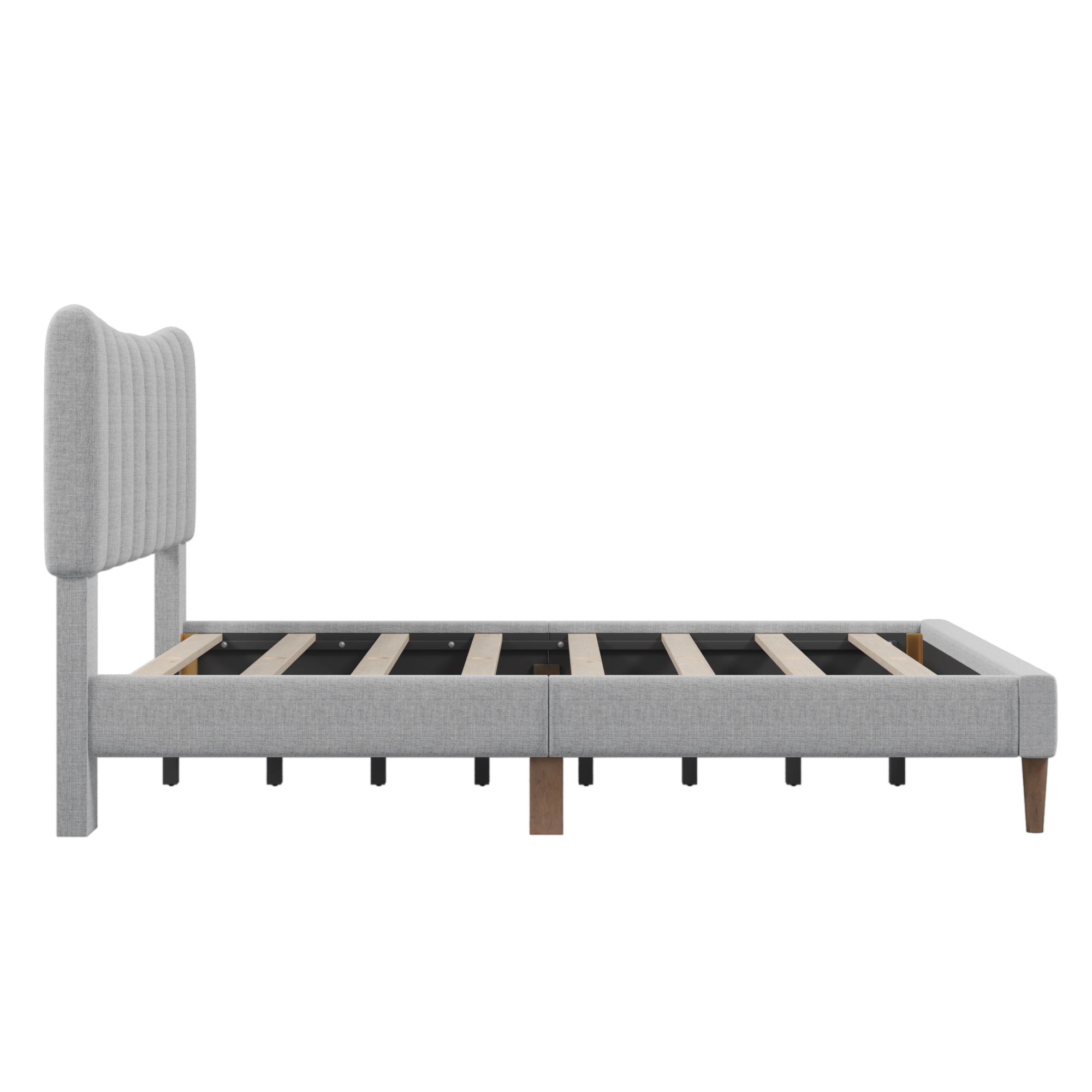 Upholstered Platform Bed Frame with Vertical Channel Tufted Headboard