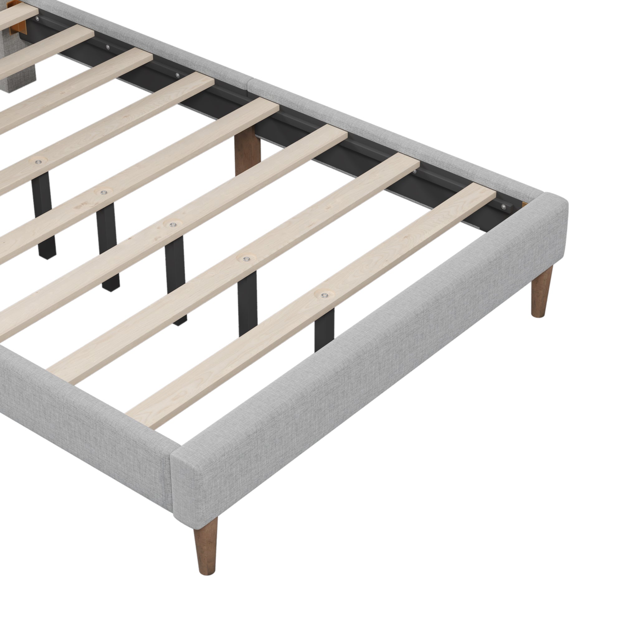 Upholstered Platform Bed Frame with Vertical Channel Tufted Headboard