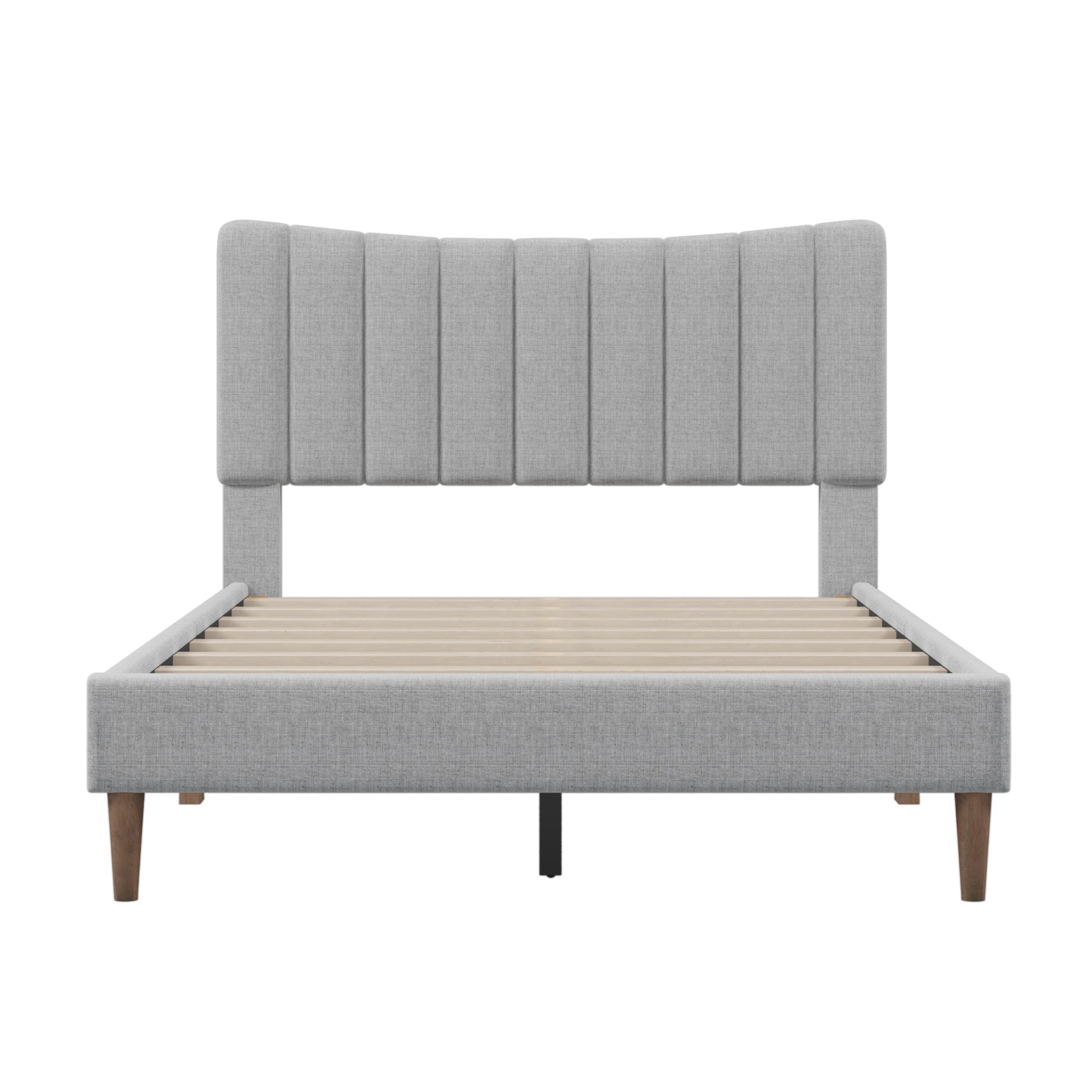 Upholstered Platform Bed Frame with Vertical Channel Tufted Headboard