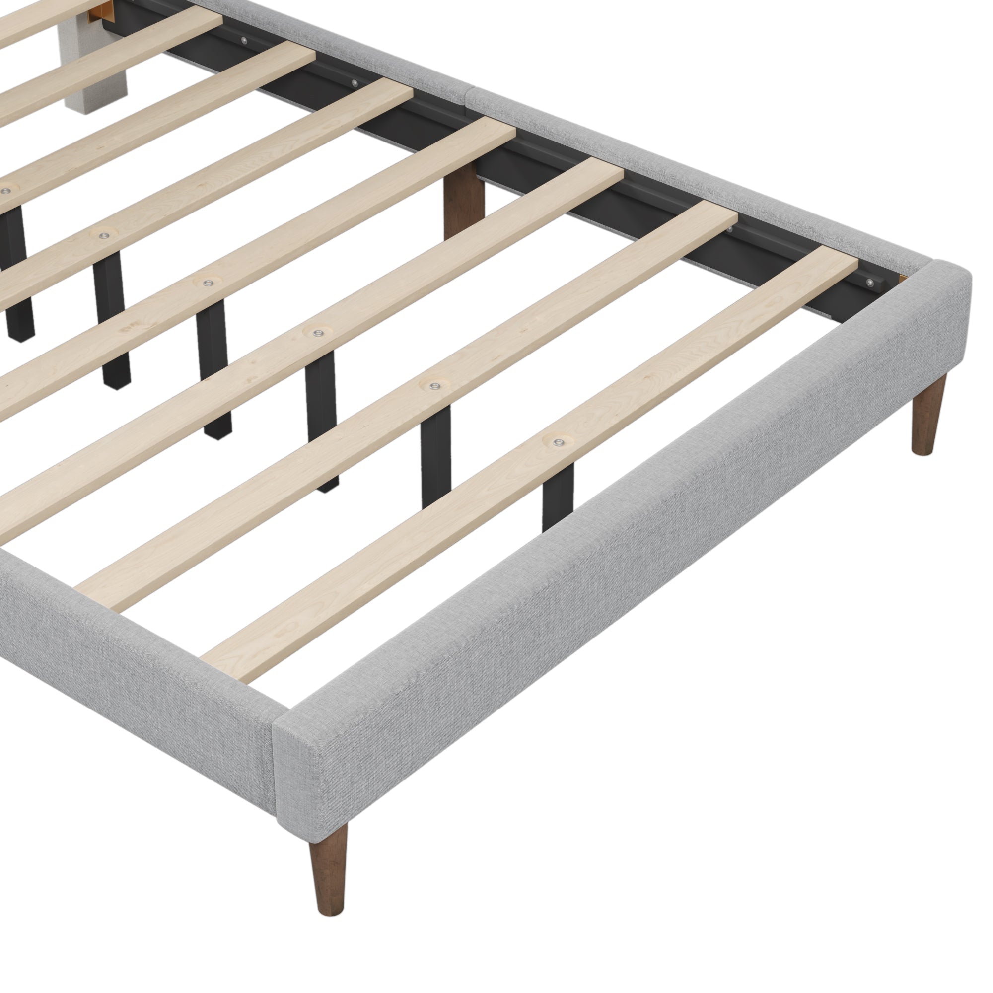 Upholstered Platform Bed Frame with Vertical Channel Tufted Headboard