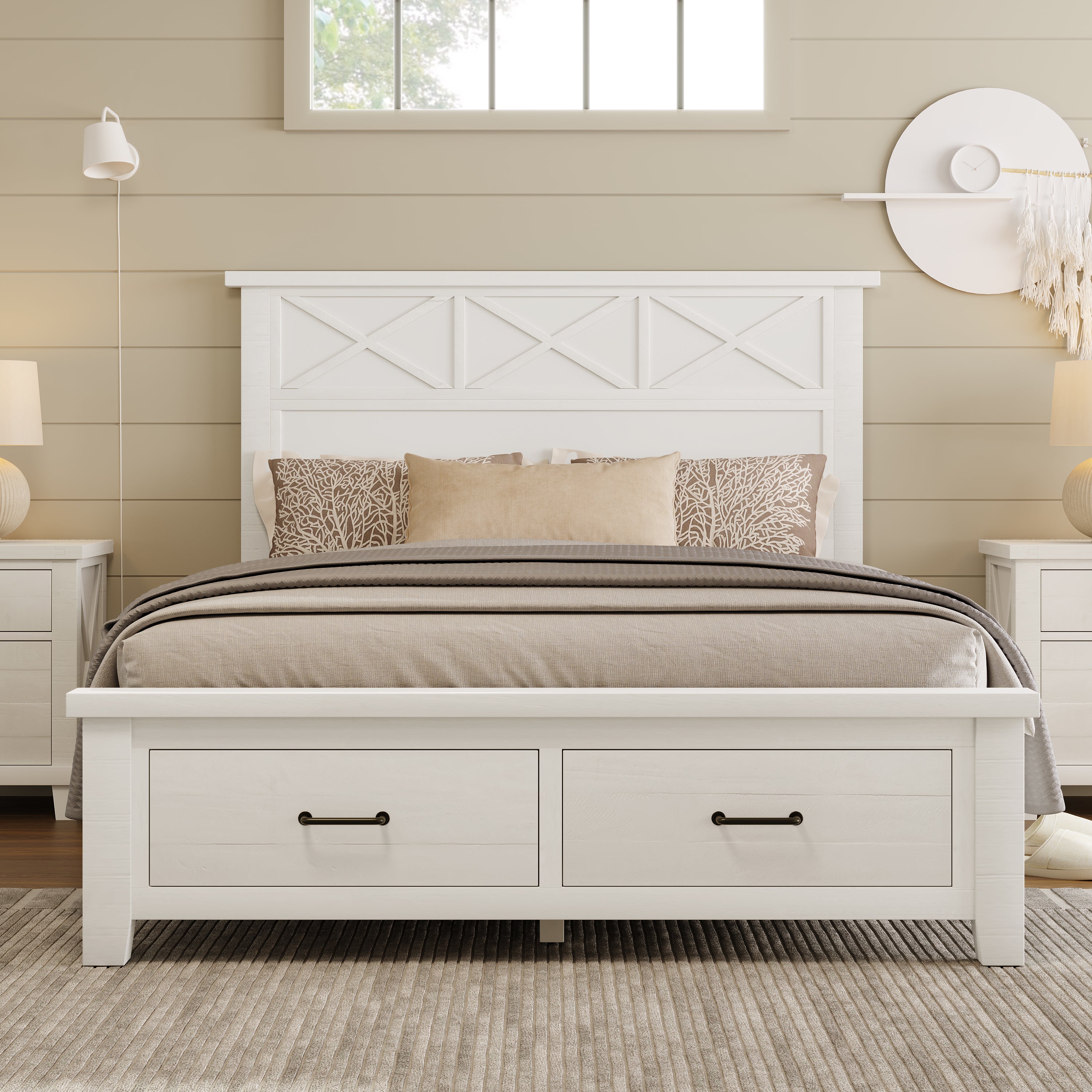 Queen Storage Panel Bed with Two Drawers